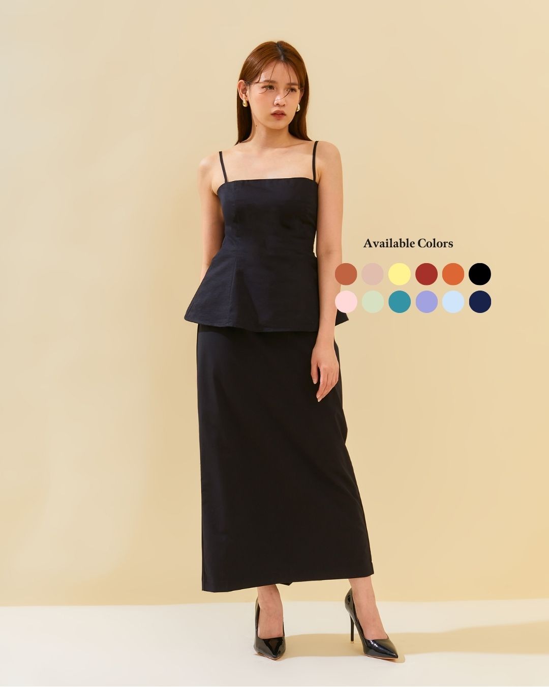 Peplum Cotton Set - Top and Skirt