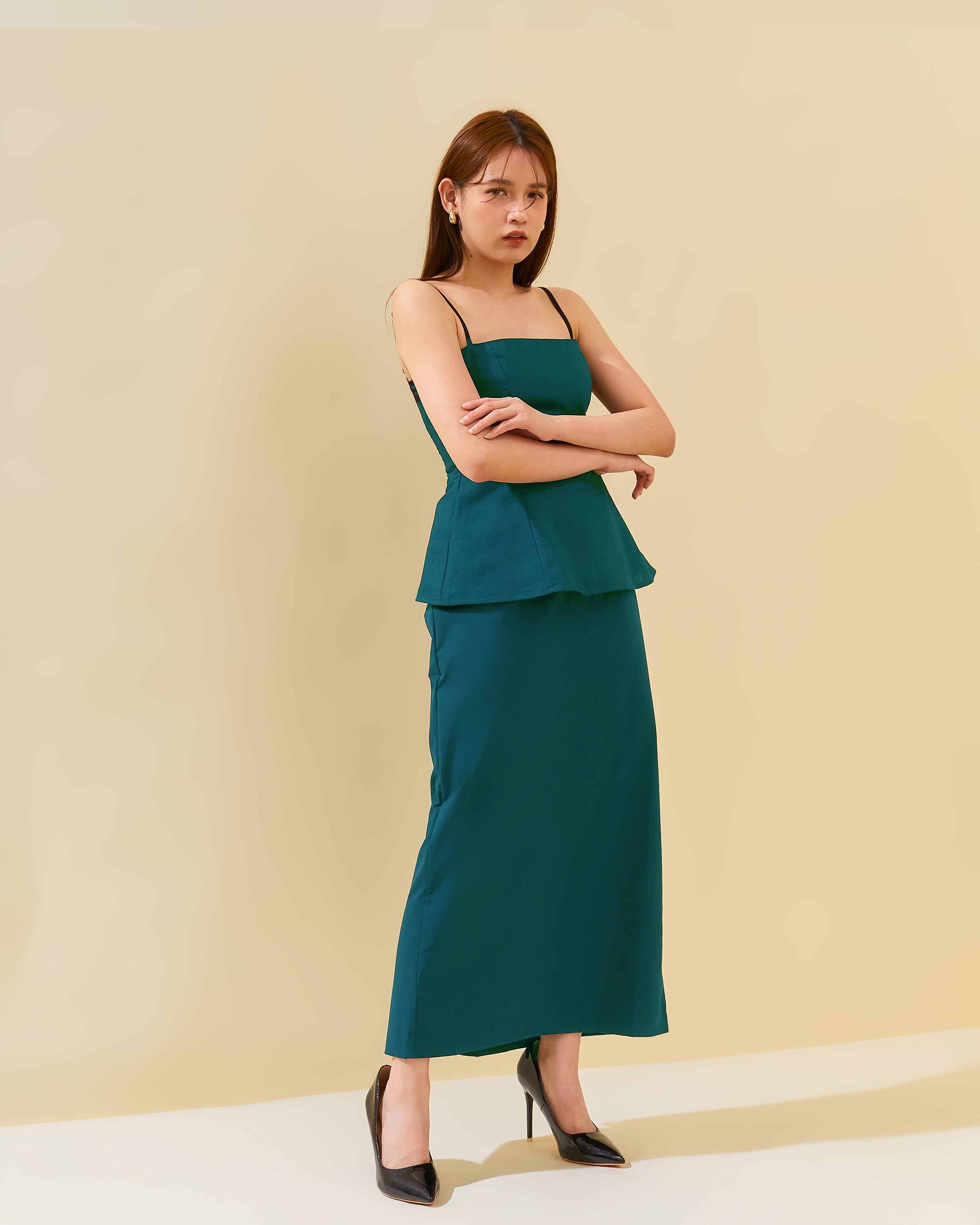 Peplum Cotton Set - Top and Skirt