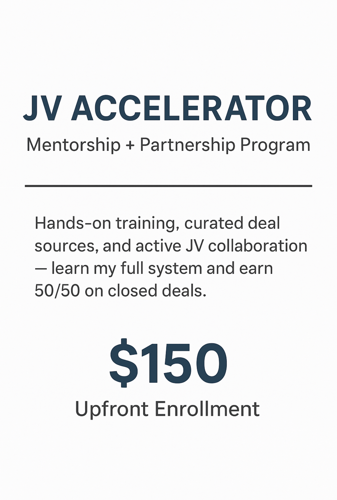 JV Accelerator Mentorship + Partnership Program