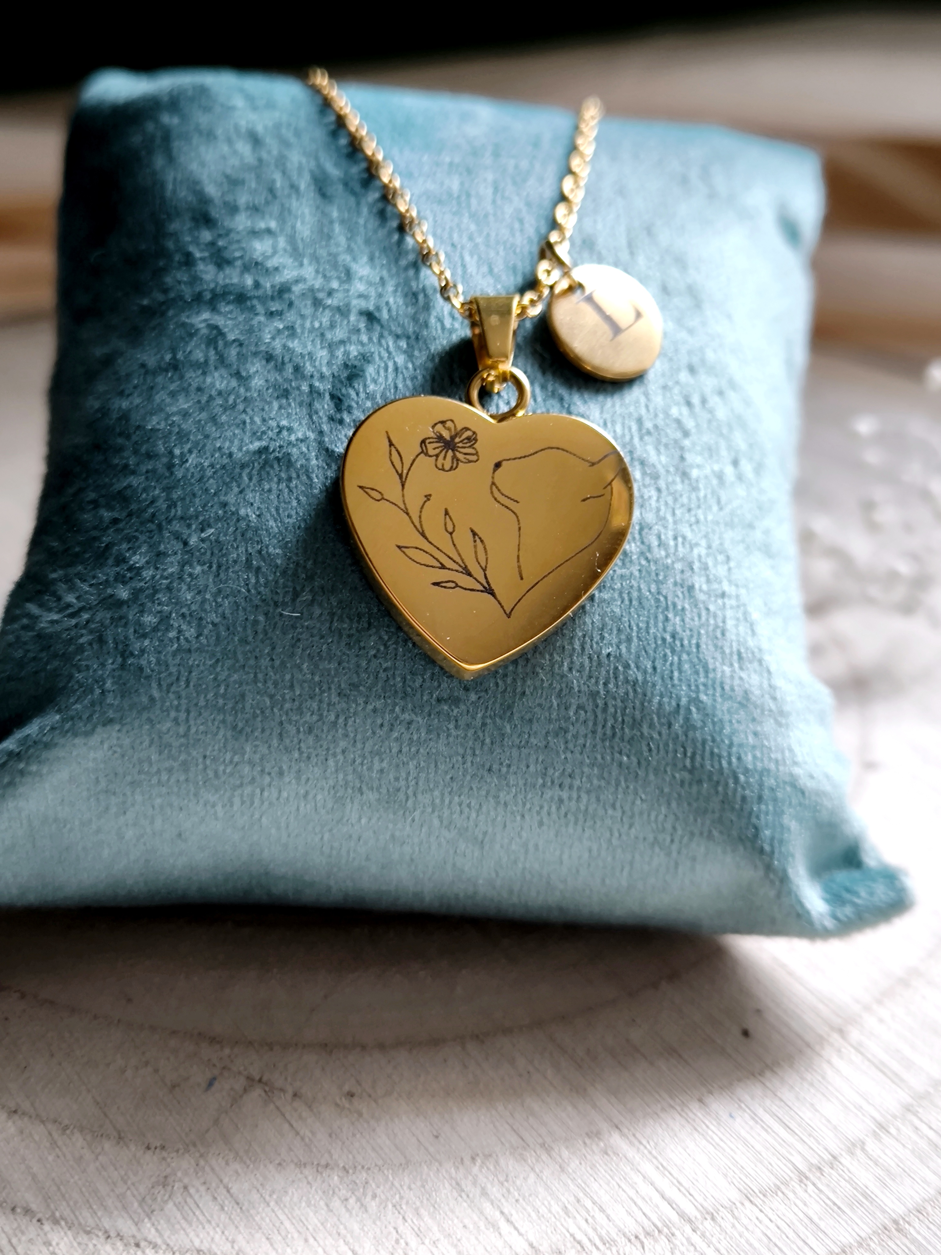 Cat Herz Kette mit Anfangsbuchstaben