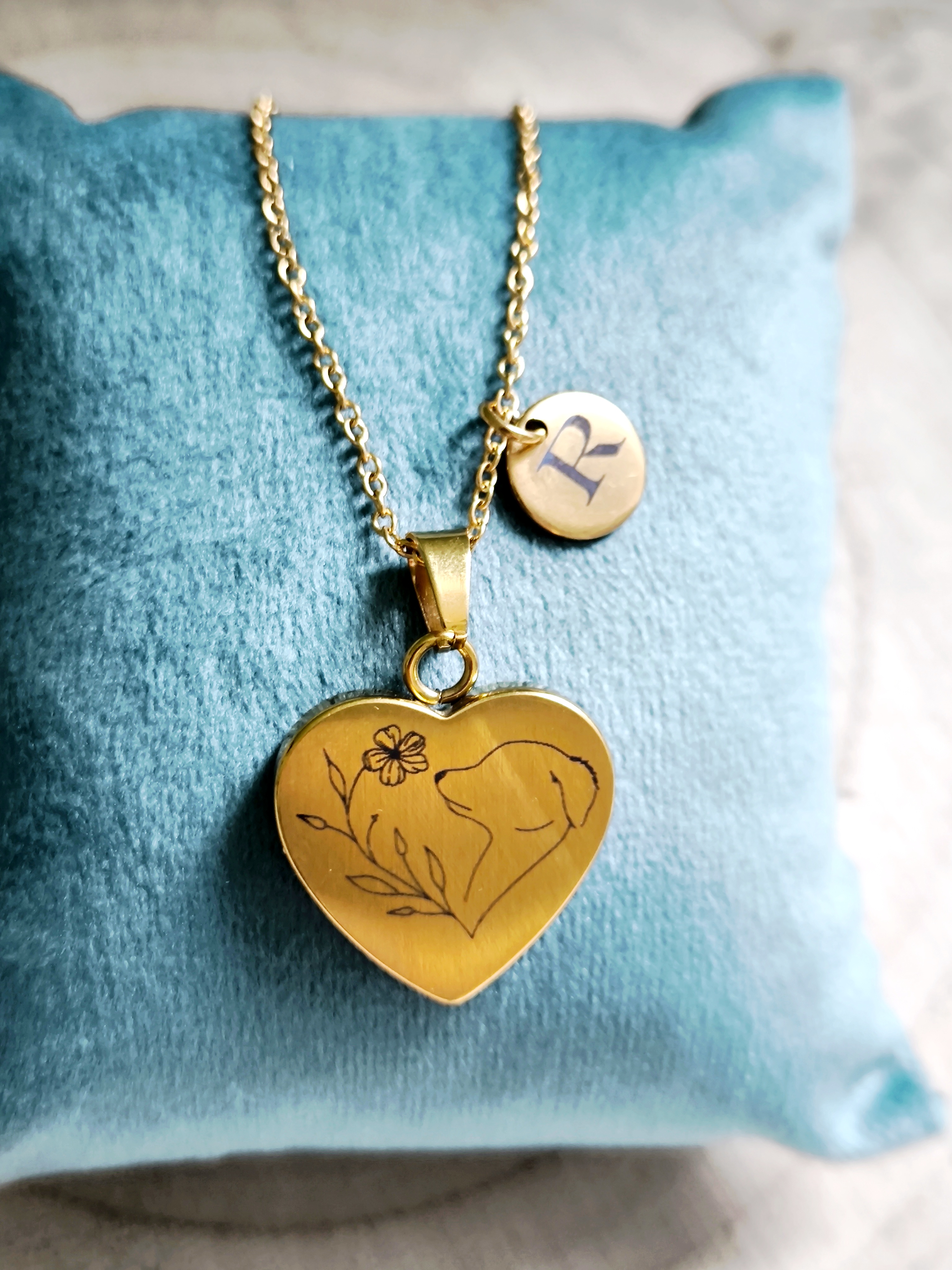 Dog Herz Kette mit Anfangsbuchstaben