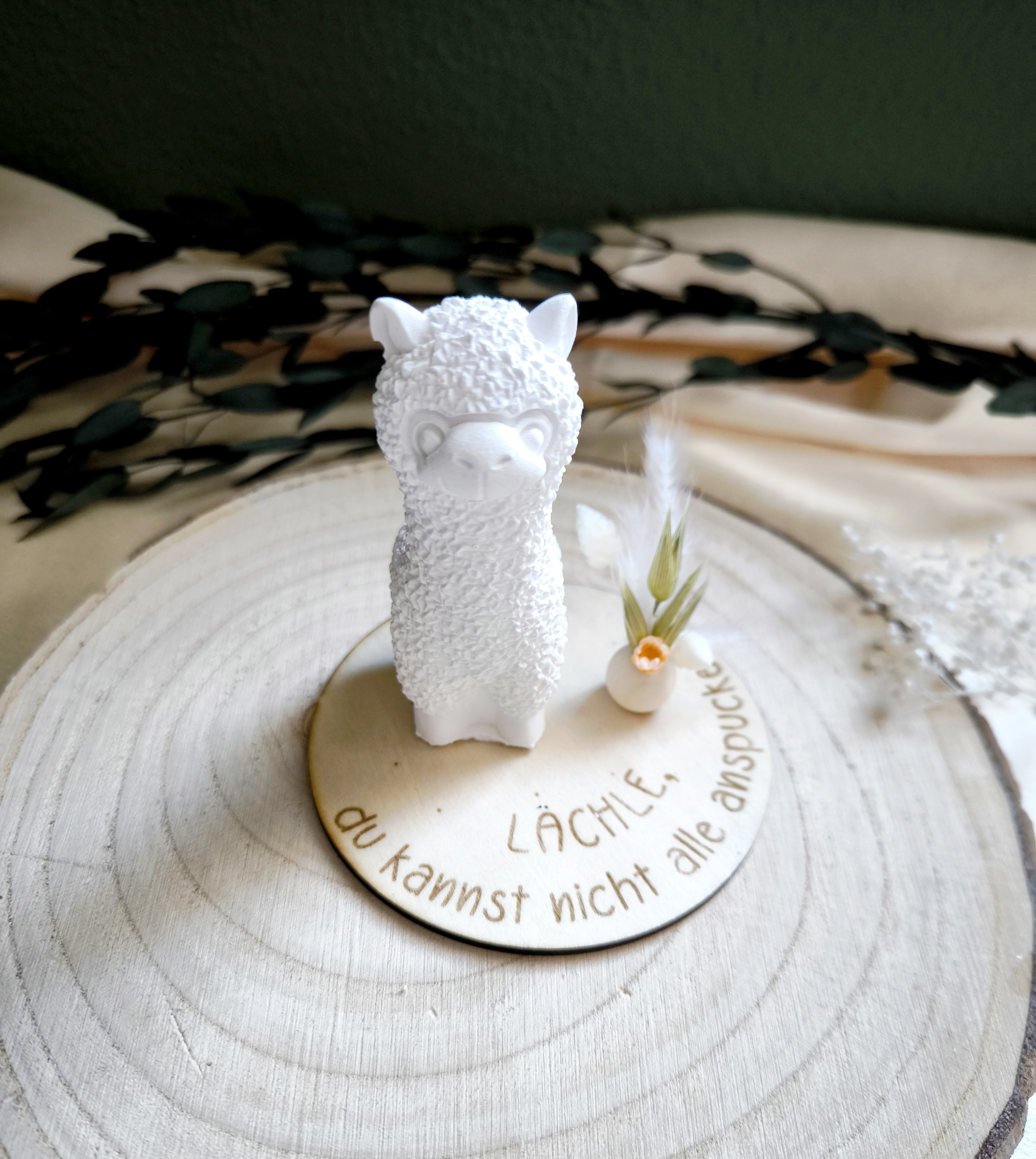 Alpaka auf Untersetzer - Lächle, du kannst nicht alle anspucken