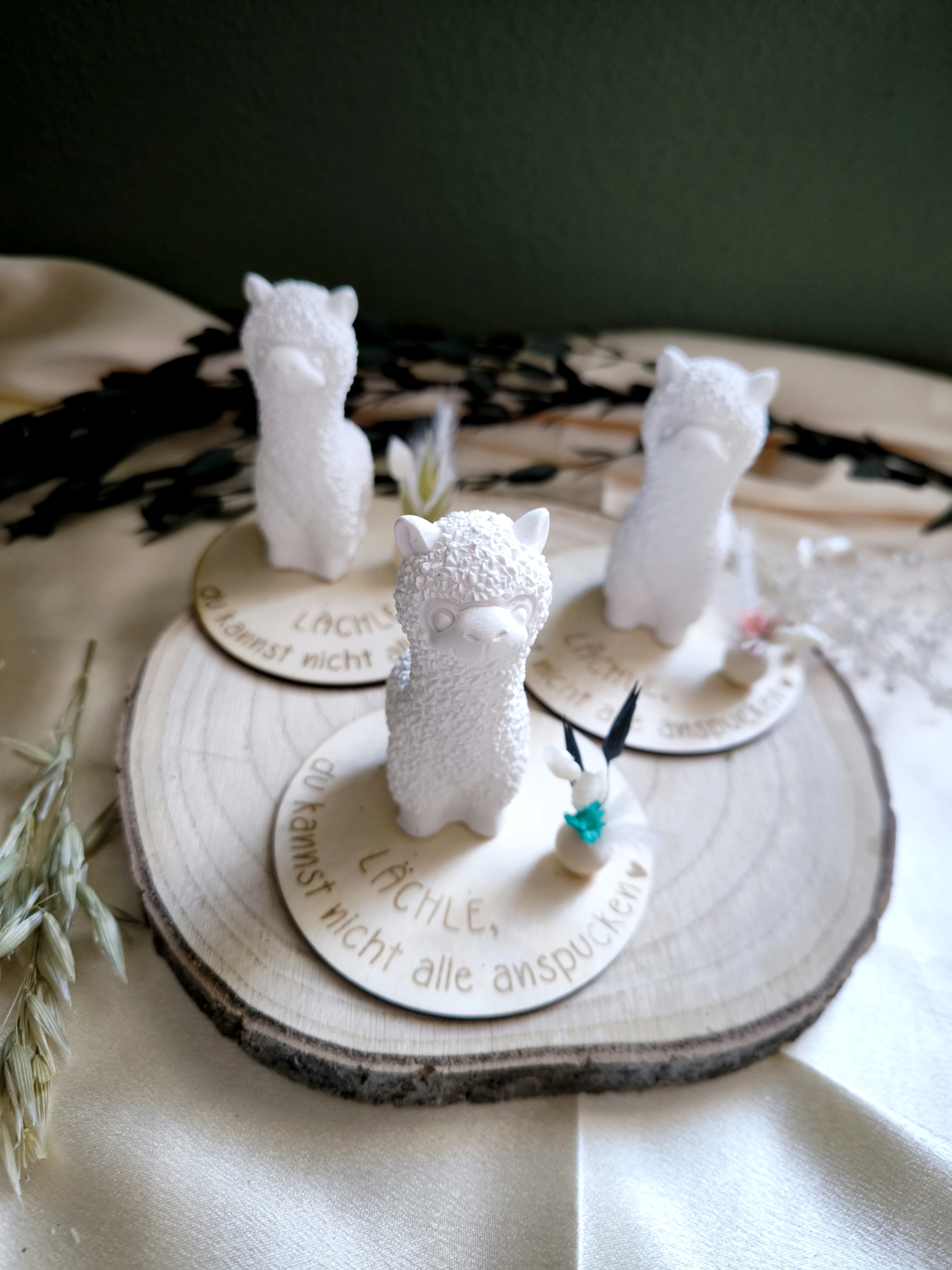 Alpaka auf Untersetzer - Lächle, du kannst nicht alle anspucken