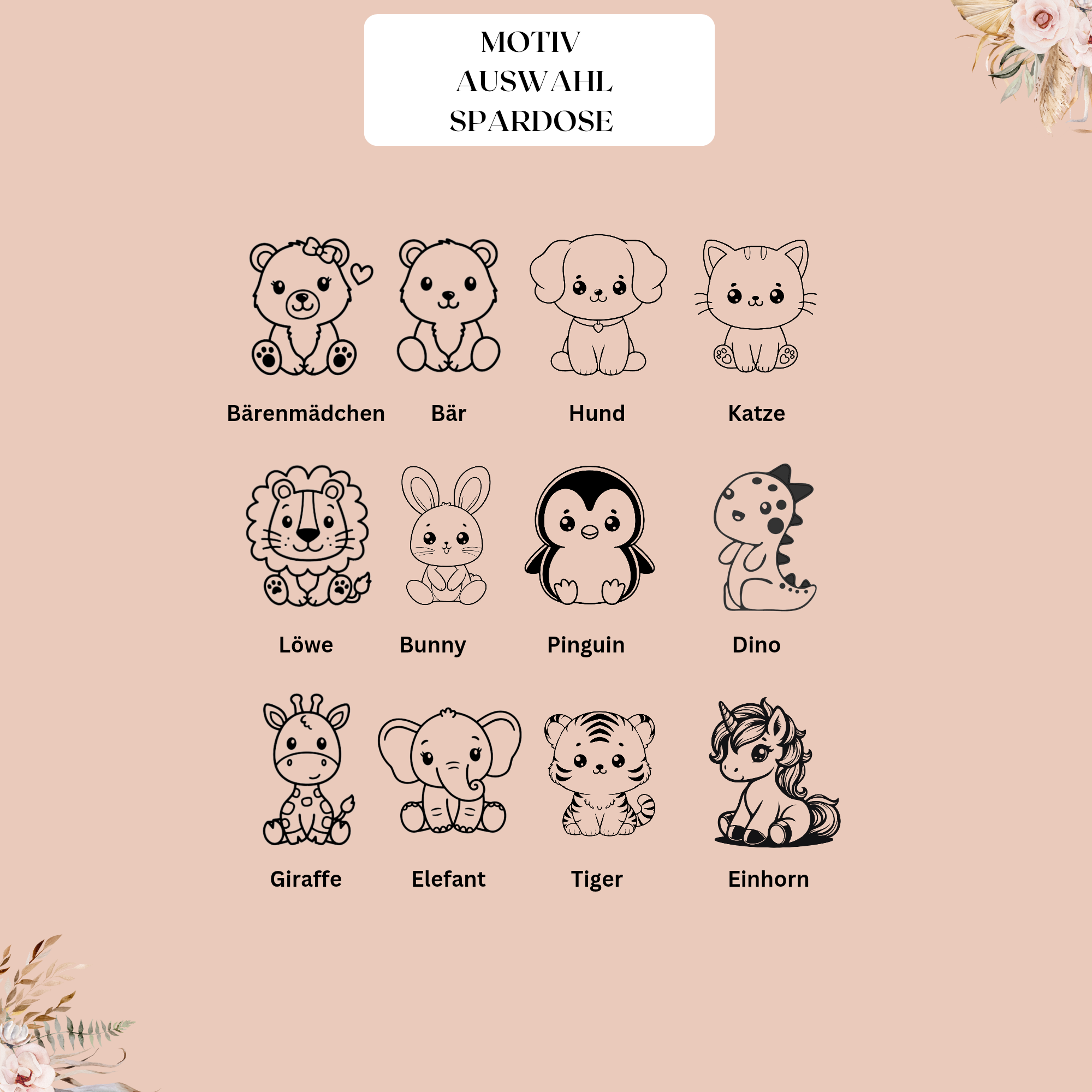 Kinderspardose mit Motiv und Namen 