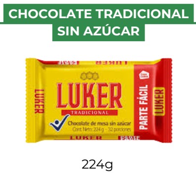 CHOCOLATE TRADICIONAL SIN AZUCAR - LUKER - 224g