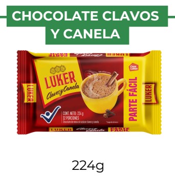 CHOCOLATE CLAVOS Y CANELA - LUKER - 224g