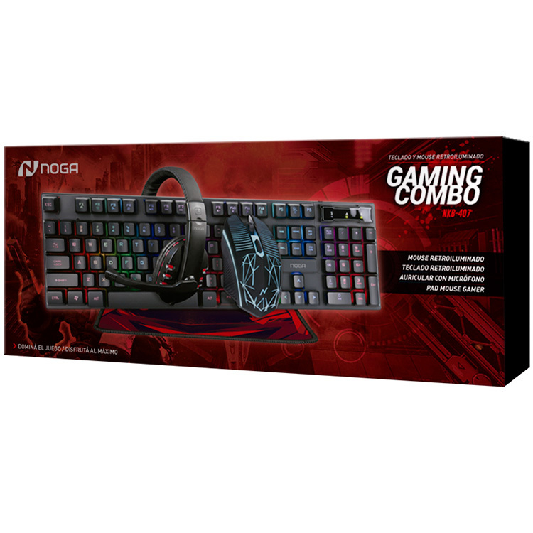 KIT GAMER NOGA 4 EN 1 NKB-407 NEGRO