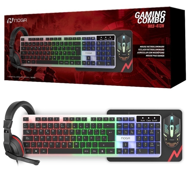 KIT GAMER NOGA 4 EN 1 NKB-413N NEGRO