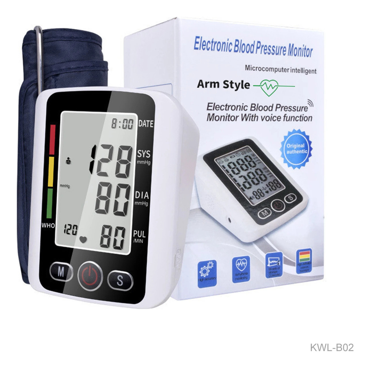 TENSIOMETRO DIGITAL BRAZO MEDIDOR PRESION FUNCION DE VOZ KWL-B02