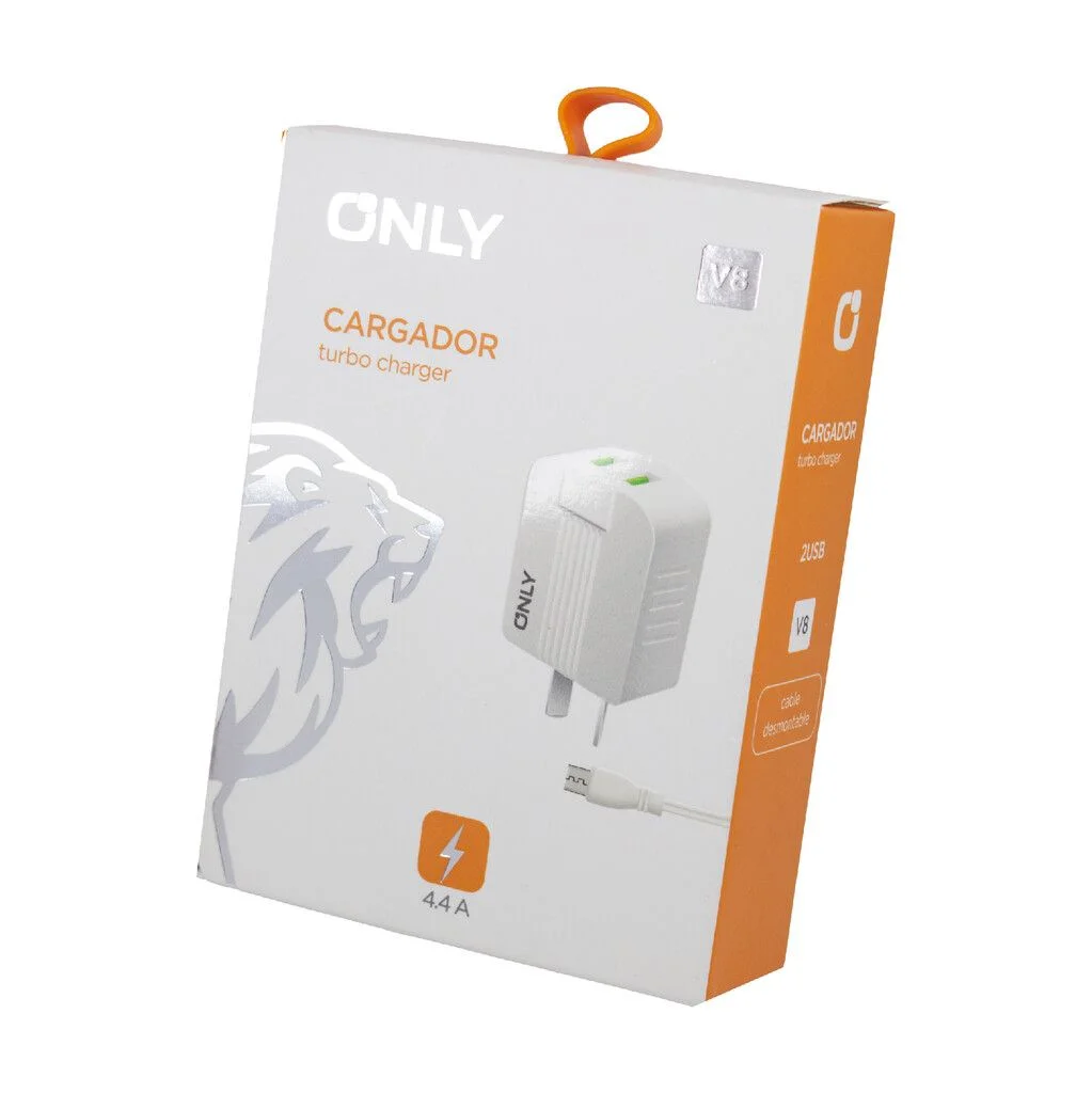CARGADOR CEL TIPO V8 ONLY - BLANCO 