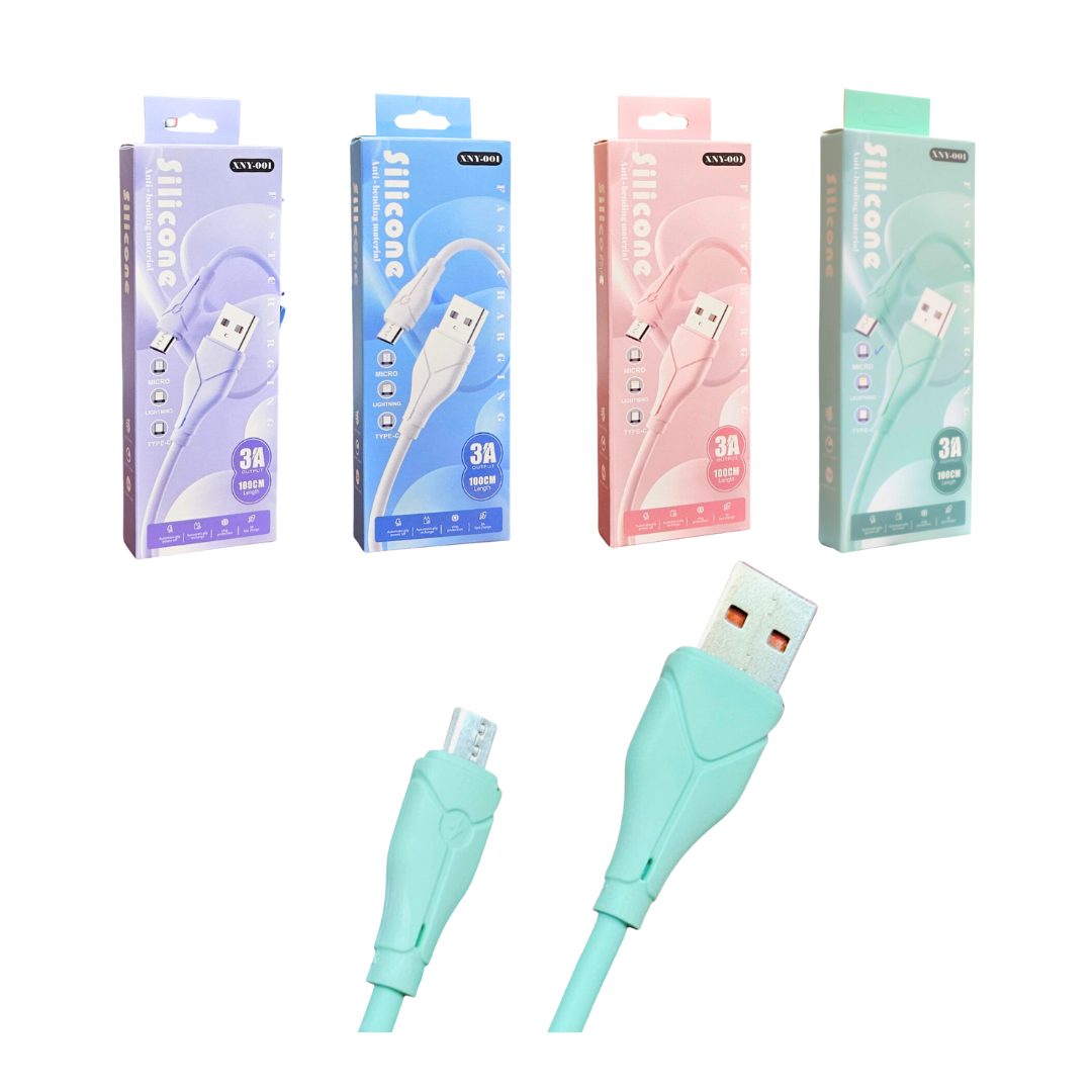 CABLE USB TIPO V8 - 1 METRO COLORES SILICONE