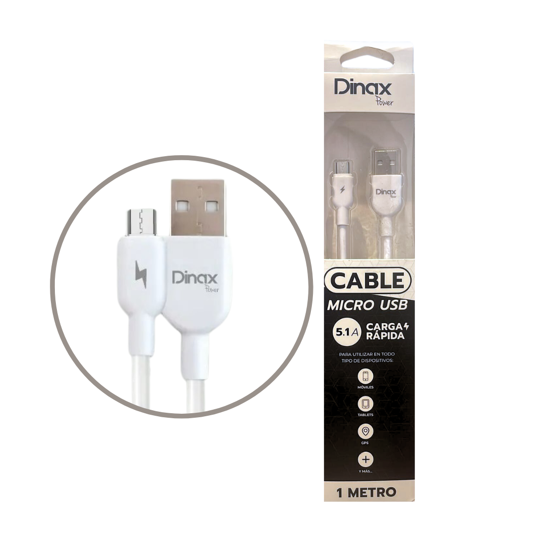 CABLE USB TIPO V8 DINAX 1 METRO BLANCO/NEGRO