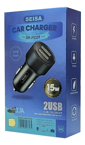 CARGADOR 12V PARA AUTO 2USB SM-FS339