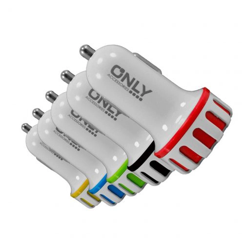 CARGADOR 12V P/ AUTO MOD 34 COLORES 2 AMP C/ 2 USB