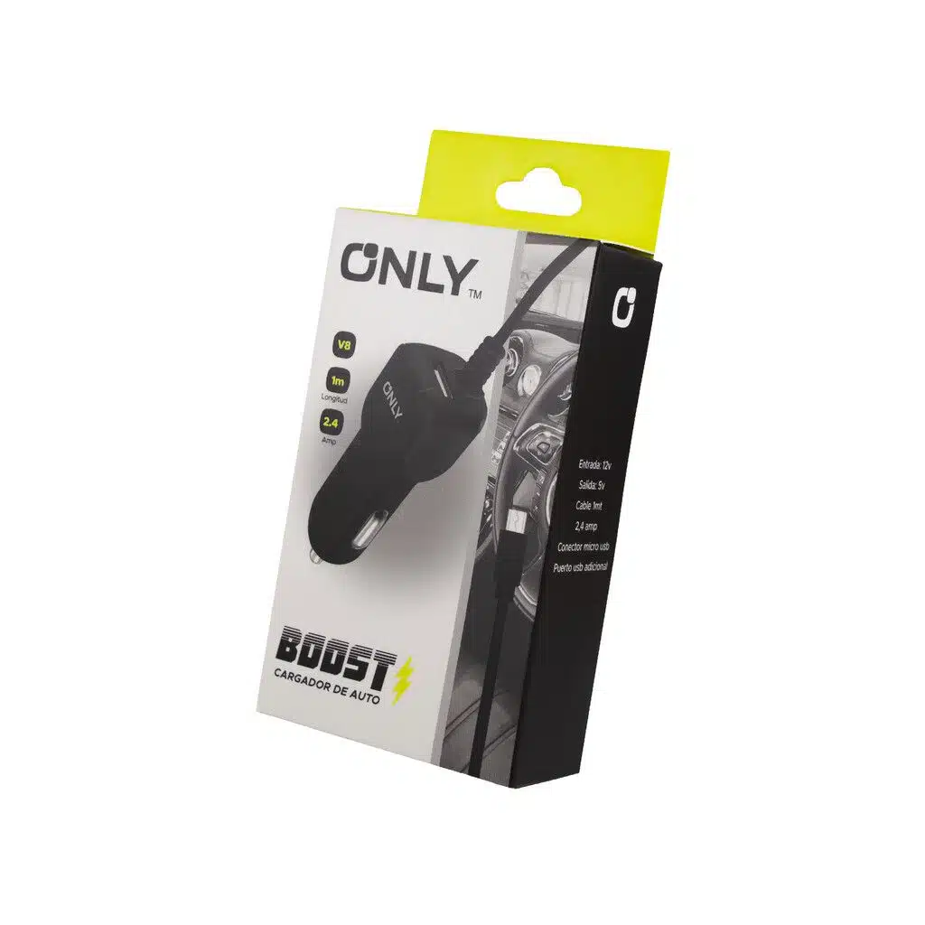 CARGADOR P/AUTO 12V MOD40 CON CABLE NEGRO/BLANCO