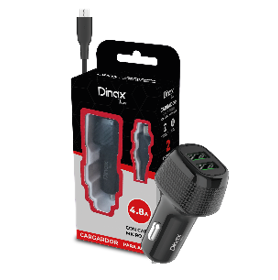 CARGADOR P/AUTO CON CABLE TIPO V8 4.8AMP 