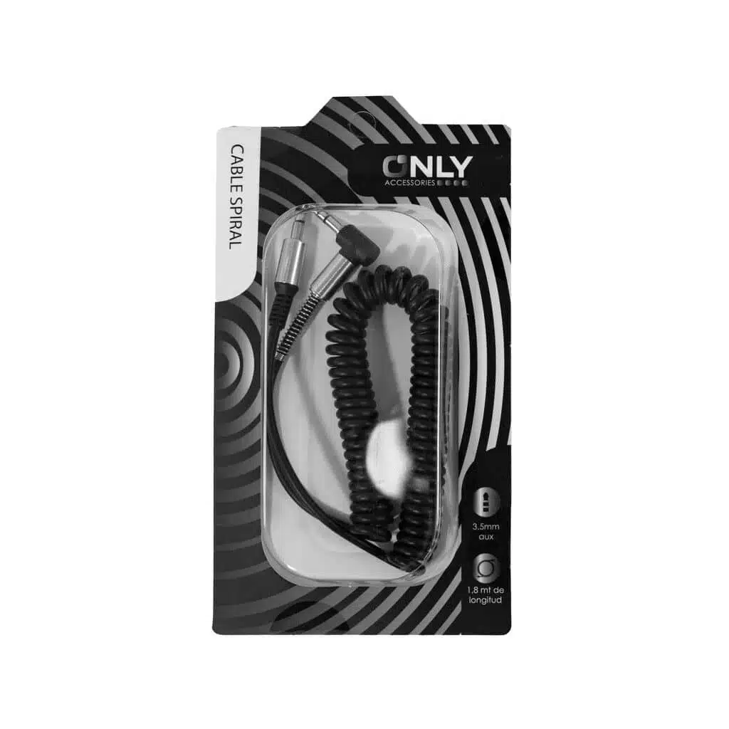 CABLE AUX 3.5 A 3.5 ESPIRAL BLANCO/NEGRO