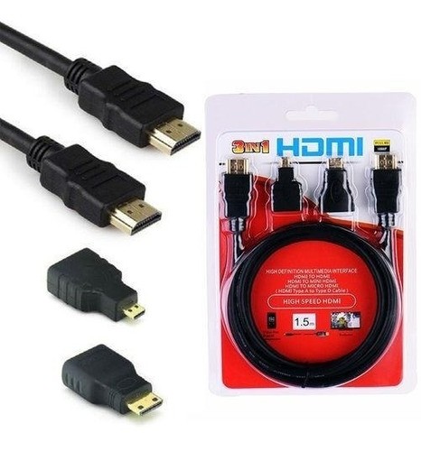 ADAPTADOR 3 EN 1 HDMI A MINI HDMI Y MICRO HDMI