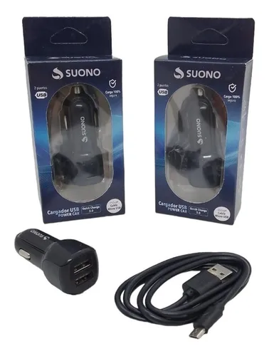 CARGADOR P/AUTO CON CABLE V8 SUONO 3A