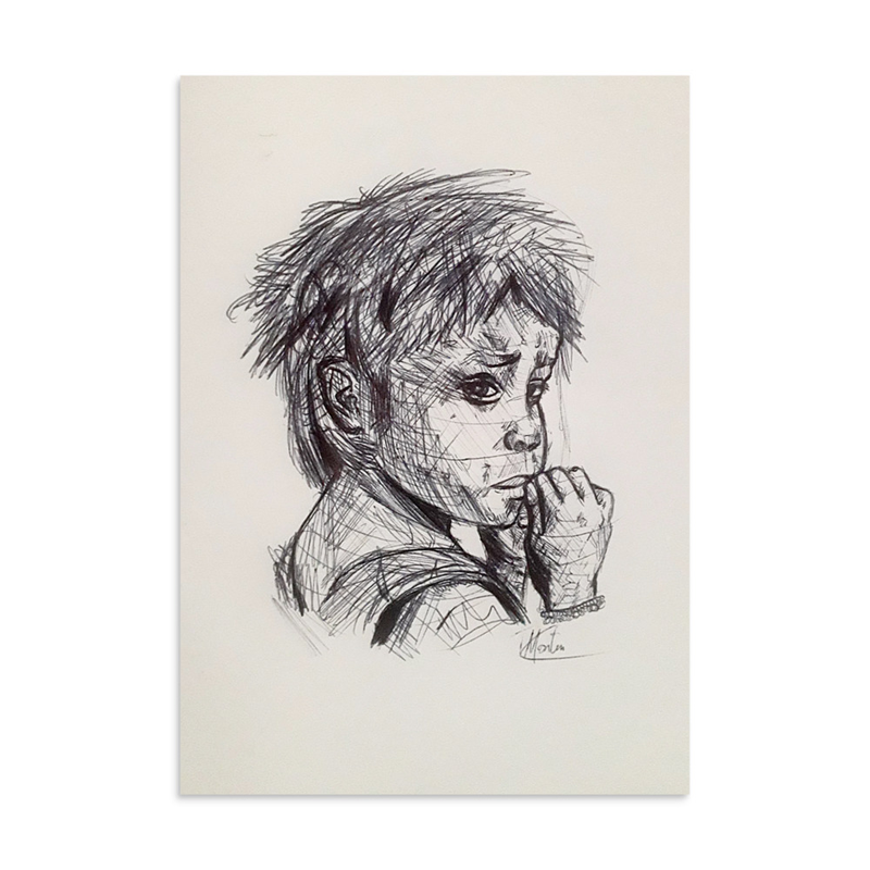 Portrait au Bic d'un jeune garçon I