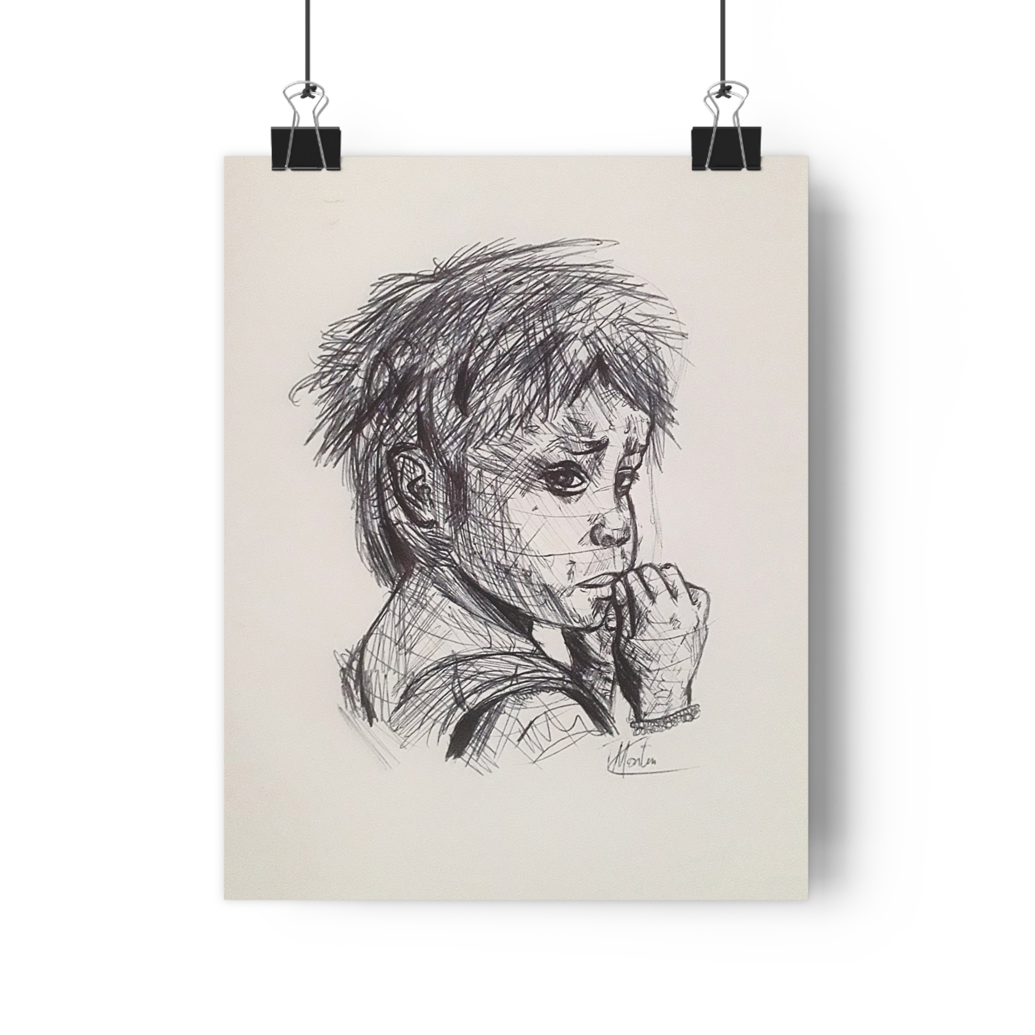 Portrait au Bic d'un jeune garçon