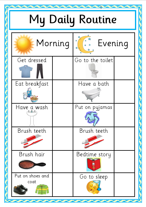Daily Routine Chart - Blue