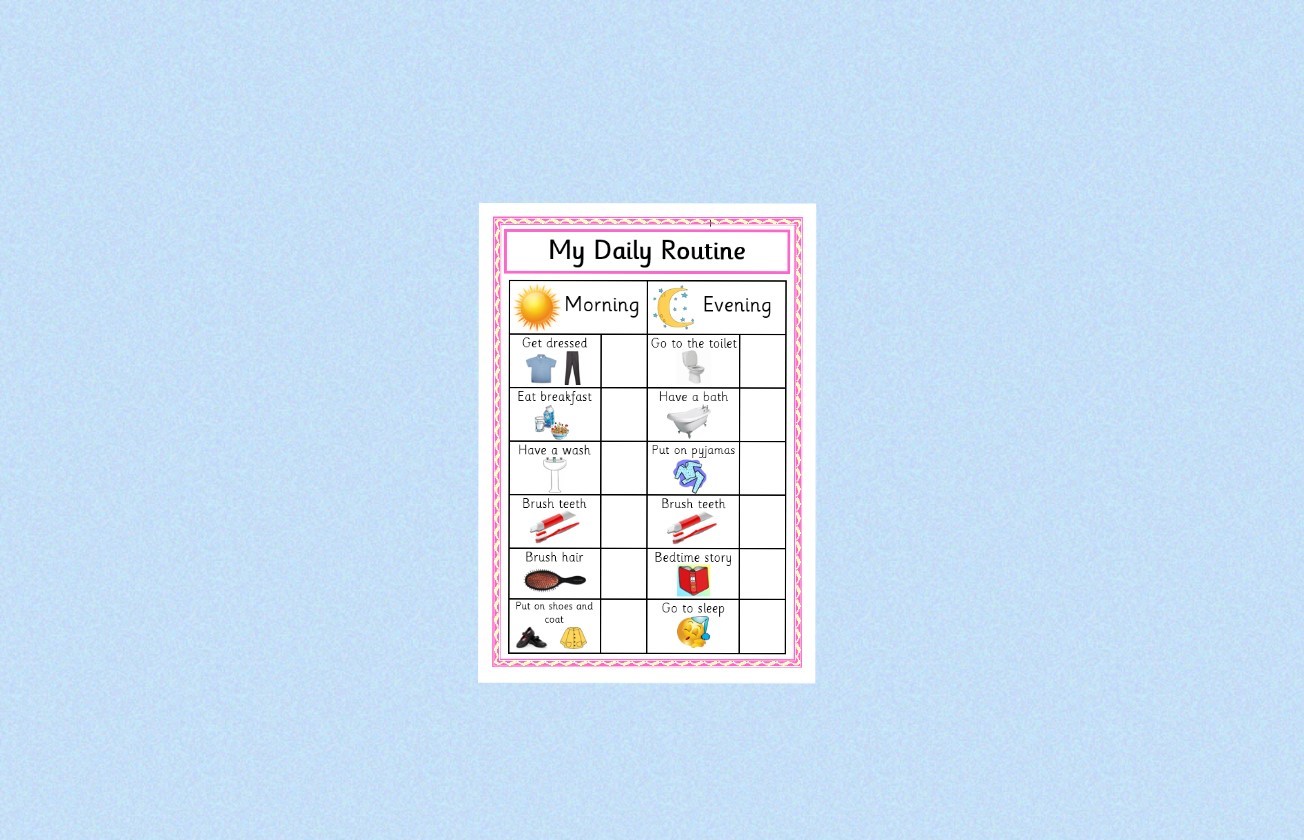 Daily Routine Chart - Pink