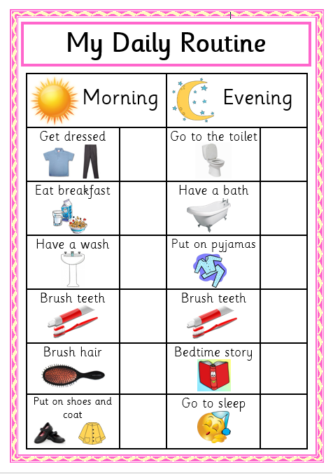 Daily Routine Chart - Pink
