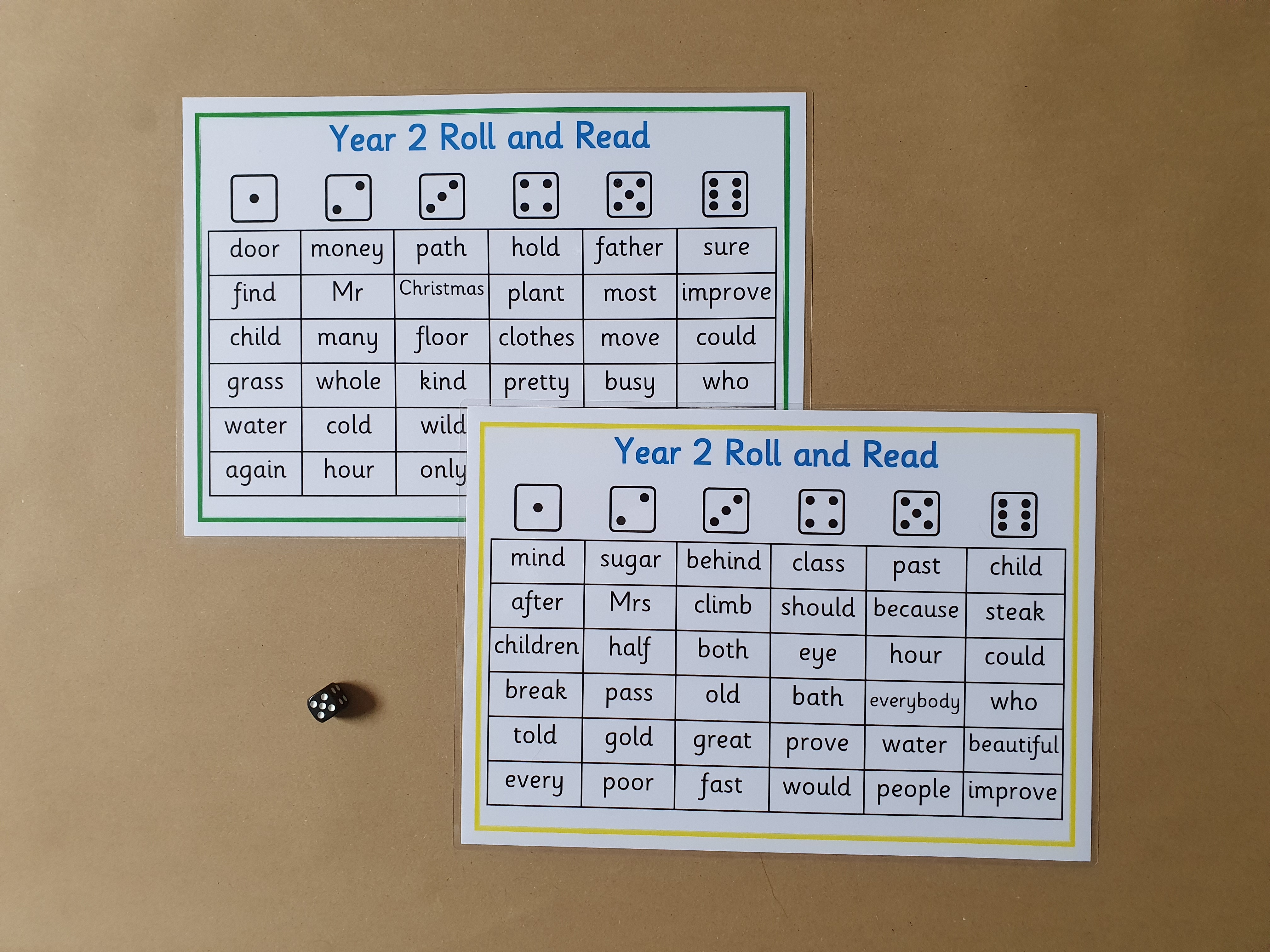 Year 2 Words - Roll and read Game 