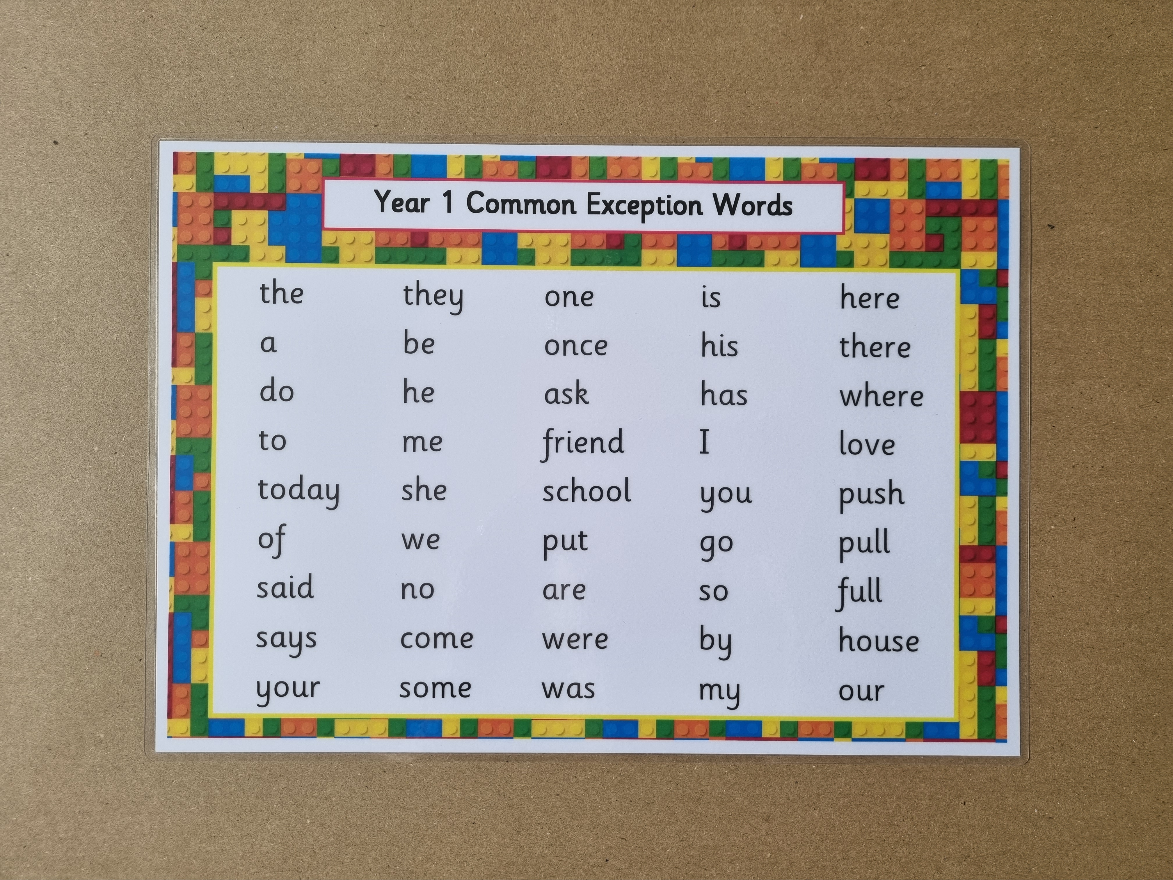 Year 1 Common Exception Words poster