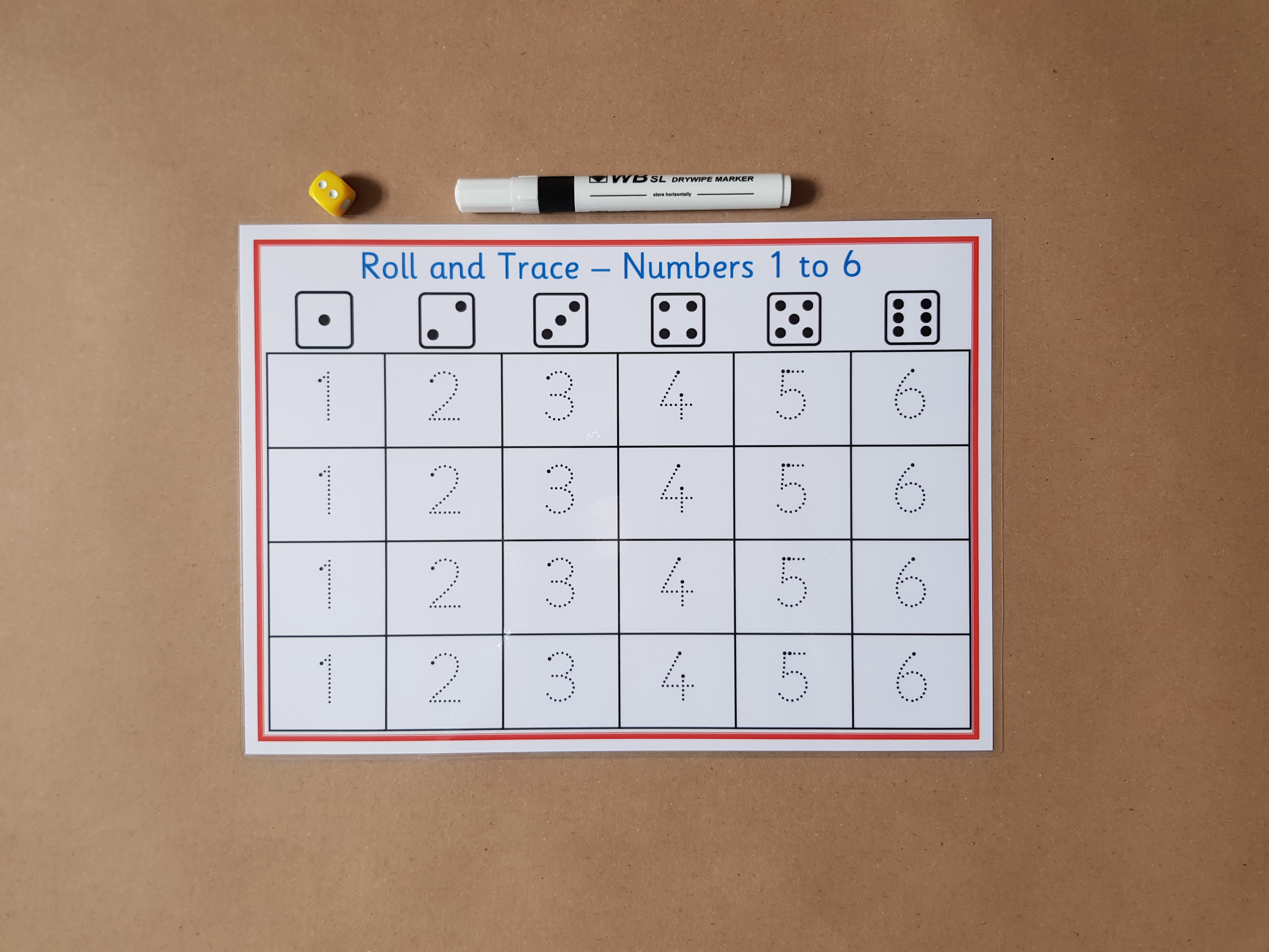 Roll and trace numbers 1-6