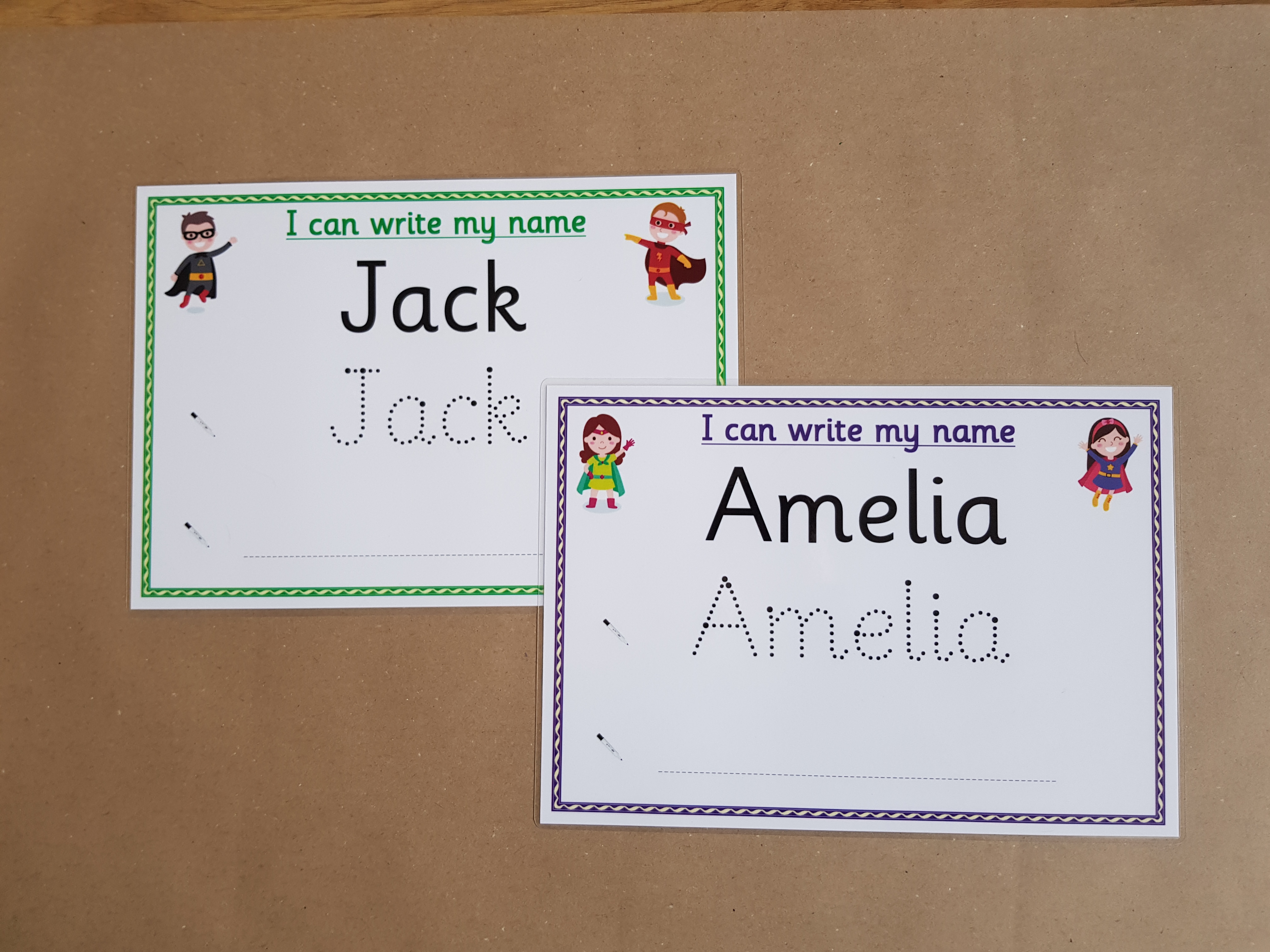 Personalised Name Card - 3 fonts - superhero design
