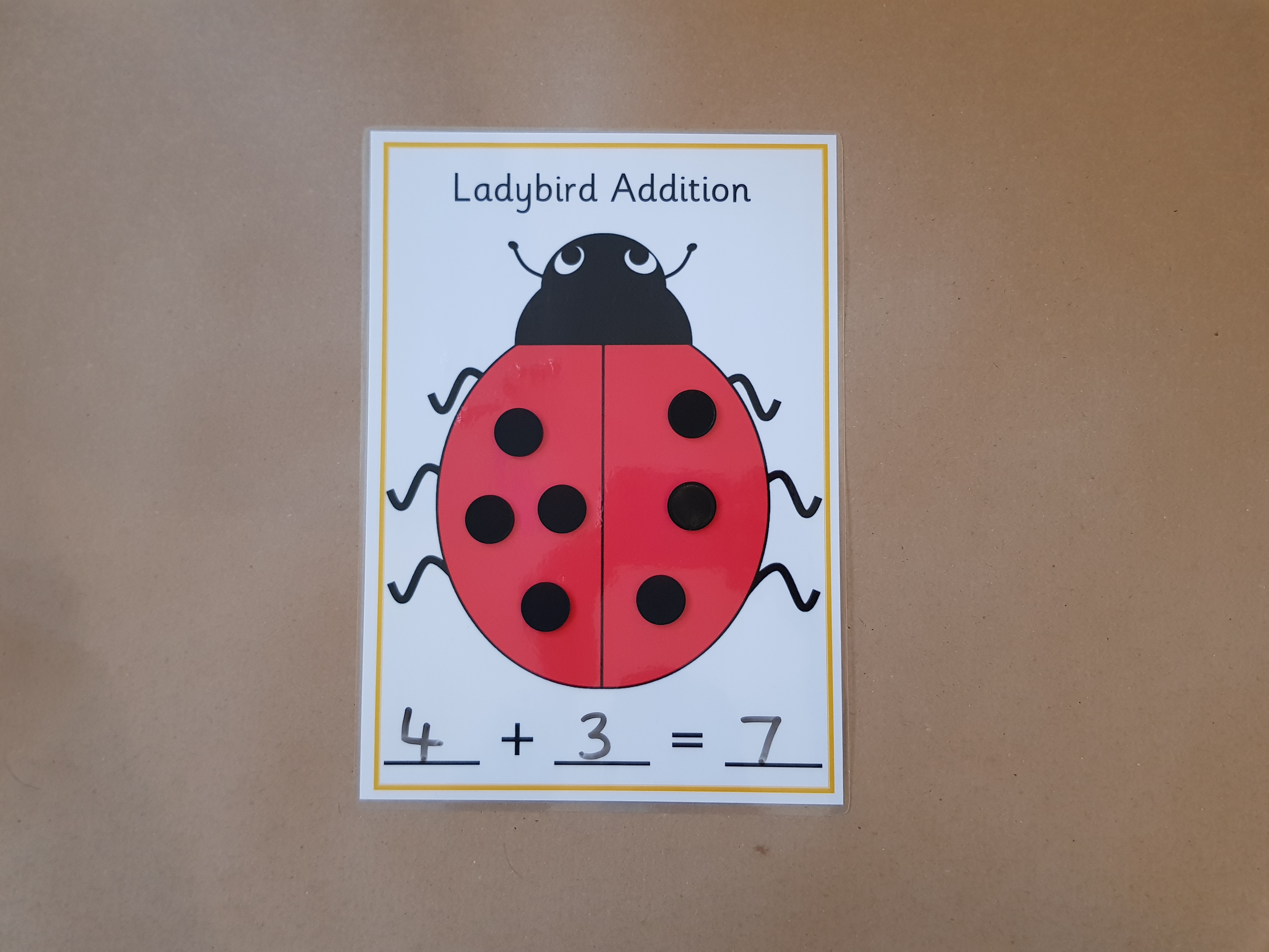 Ladybird Addition  - A4 Mat and black counters 