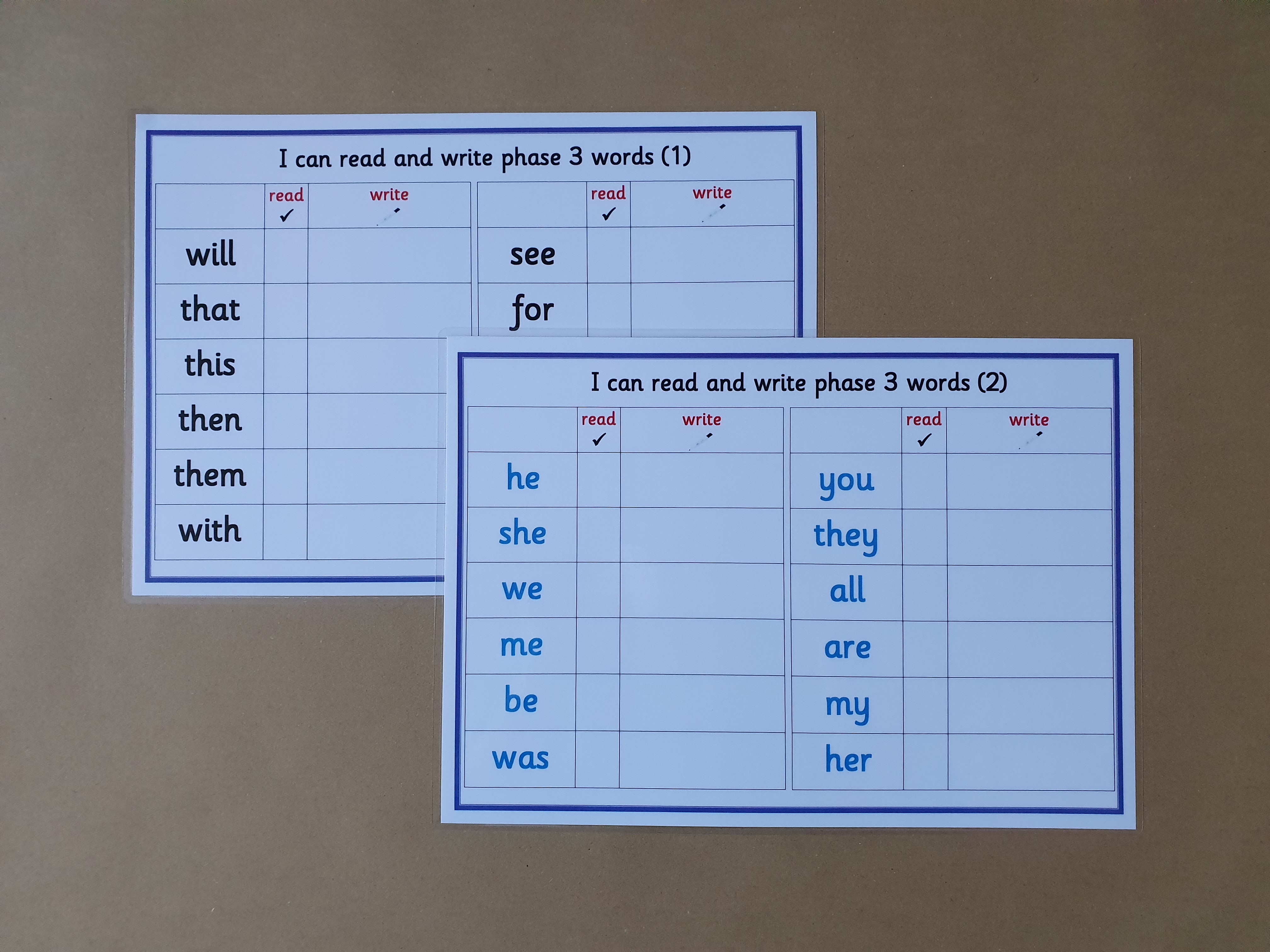 I can read and write high frequency words - phase 2 -5