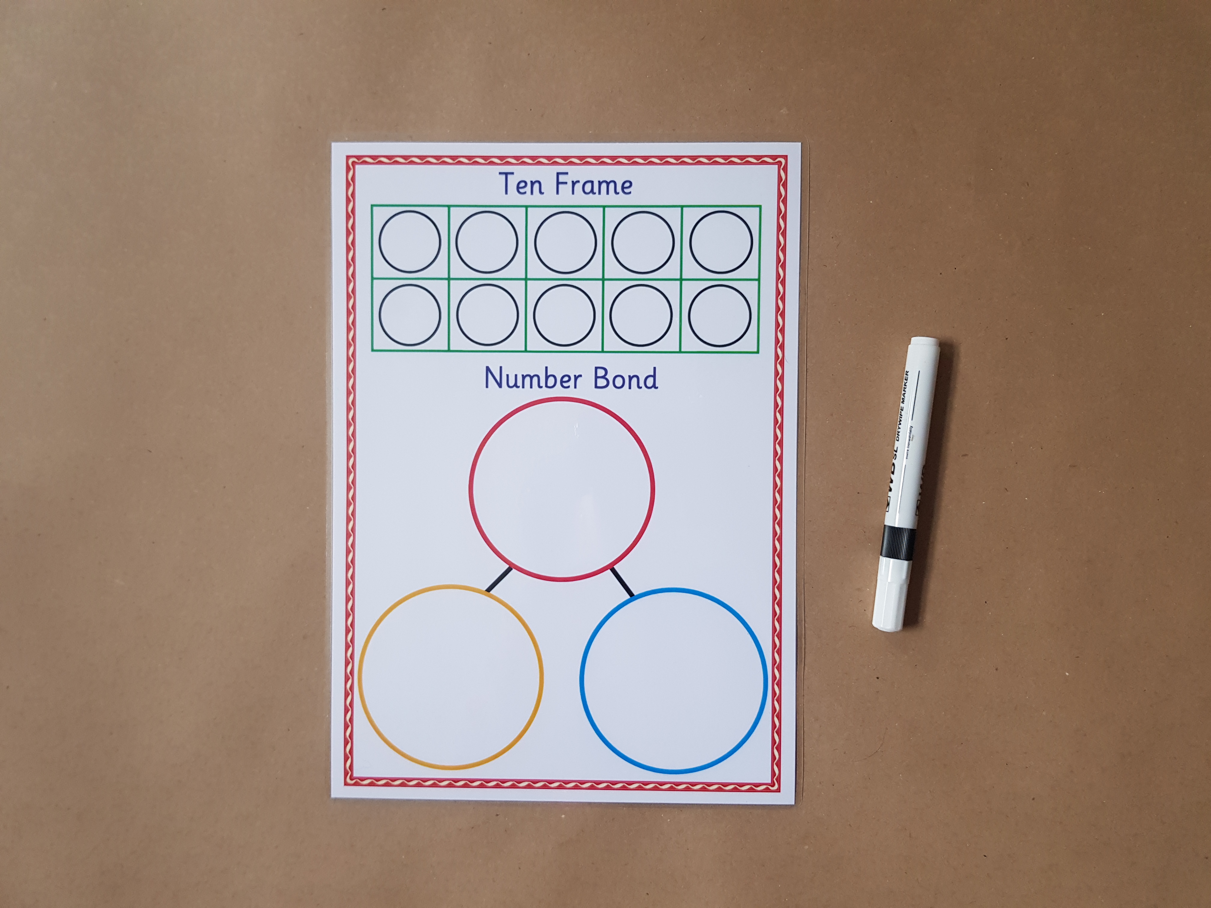 Number bonds and ten frame - A4 Mat 