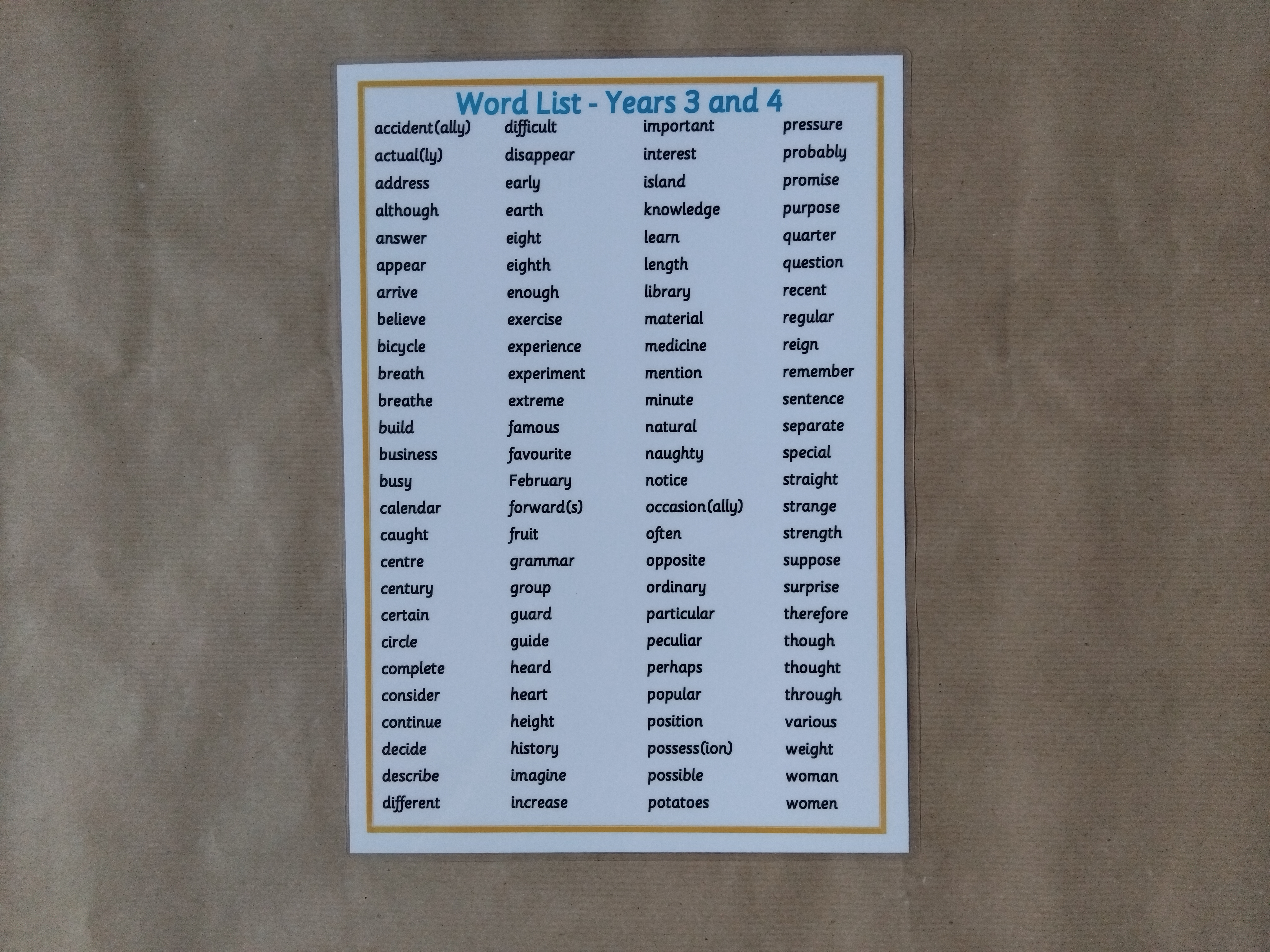 Years 3 and 4 Word mat - KS2 Literacy Teaching Resource 