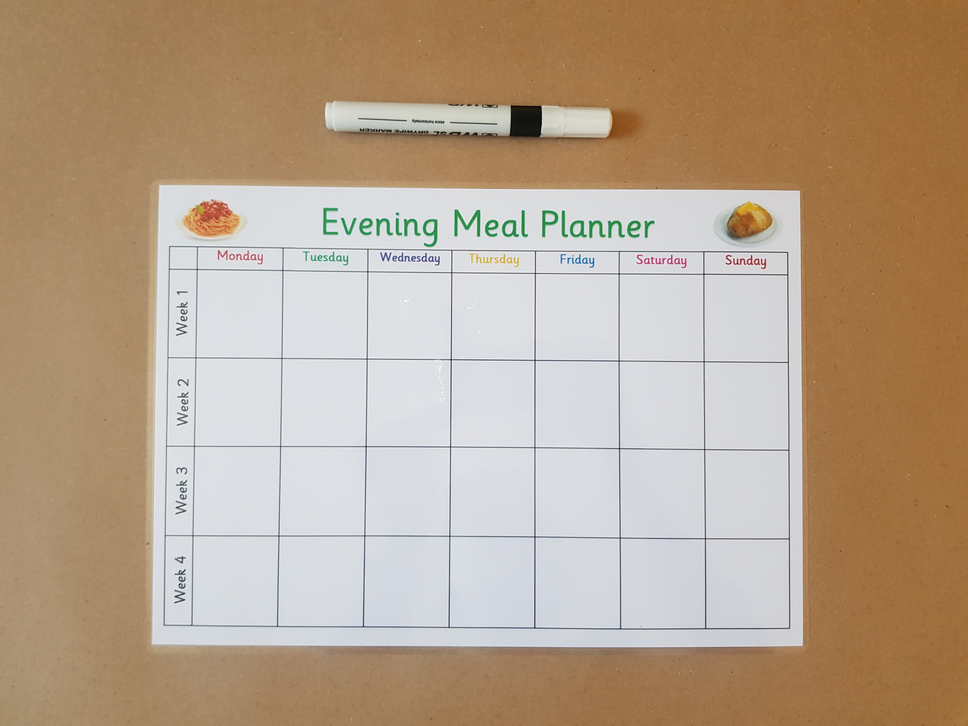 Evening Meal Planner - 4 weeks