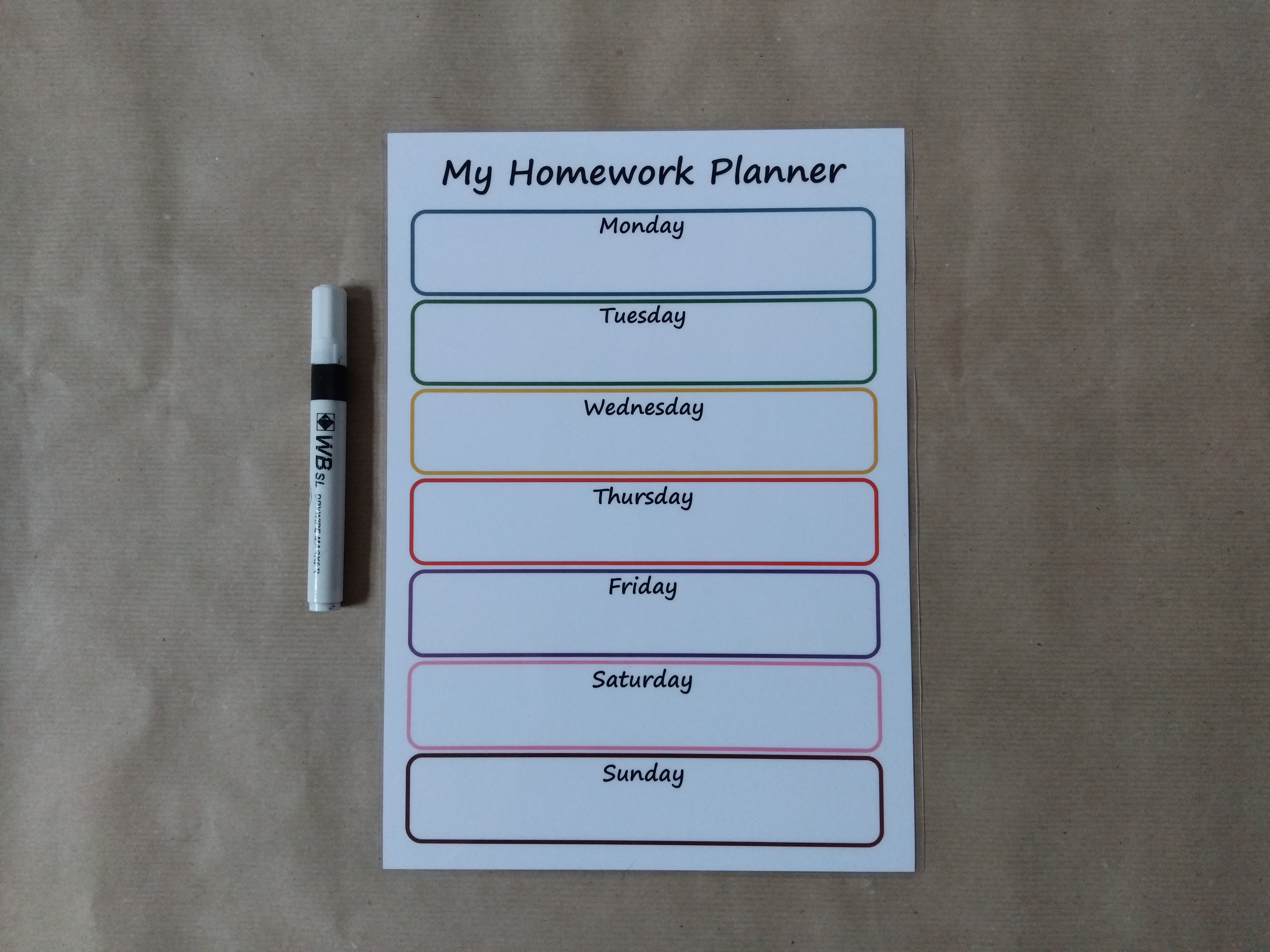Weekly Homework Planner - Reusable