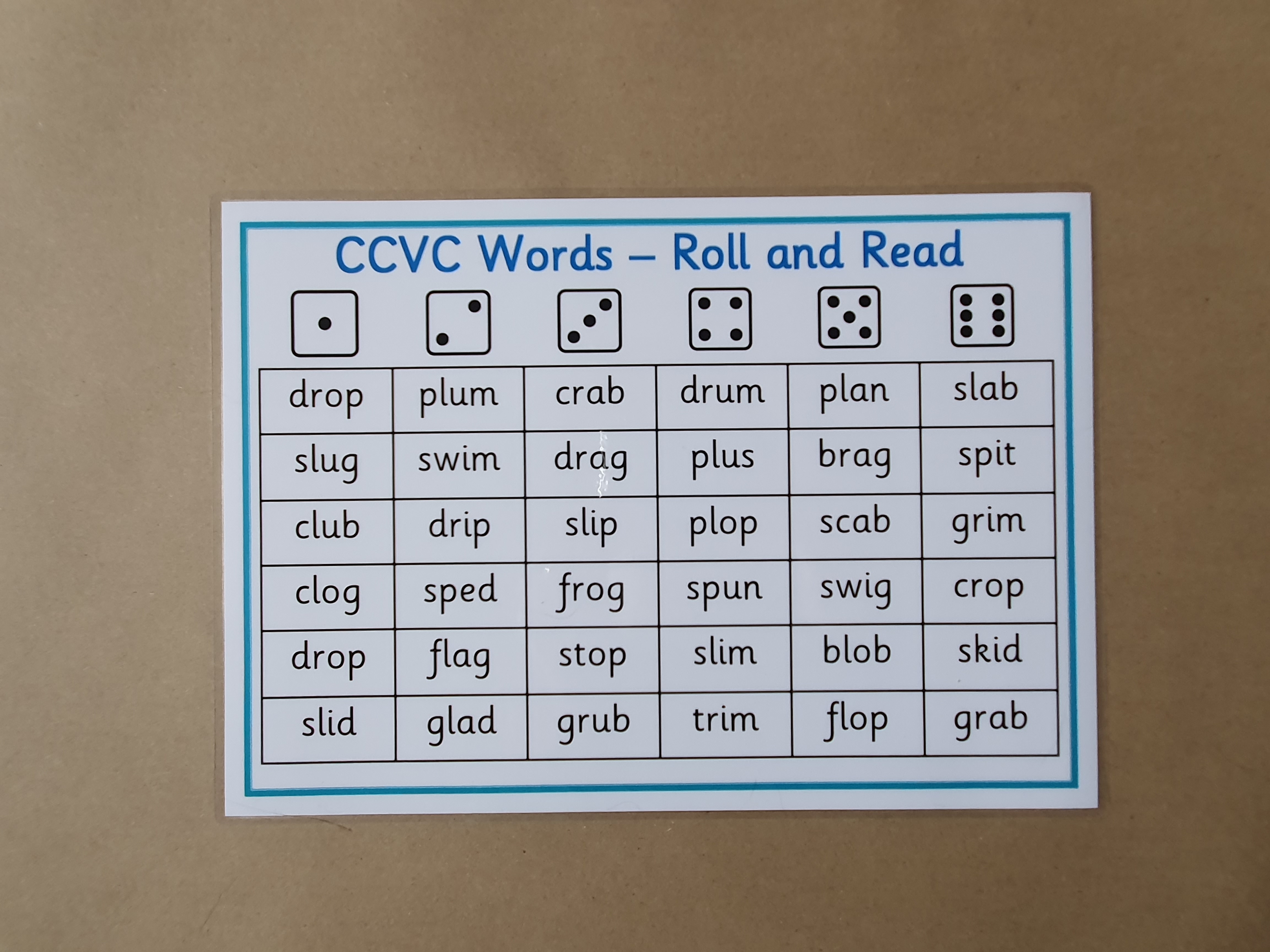 CCVC words, 4 letter words, Roll and read Game 