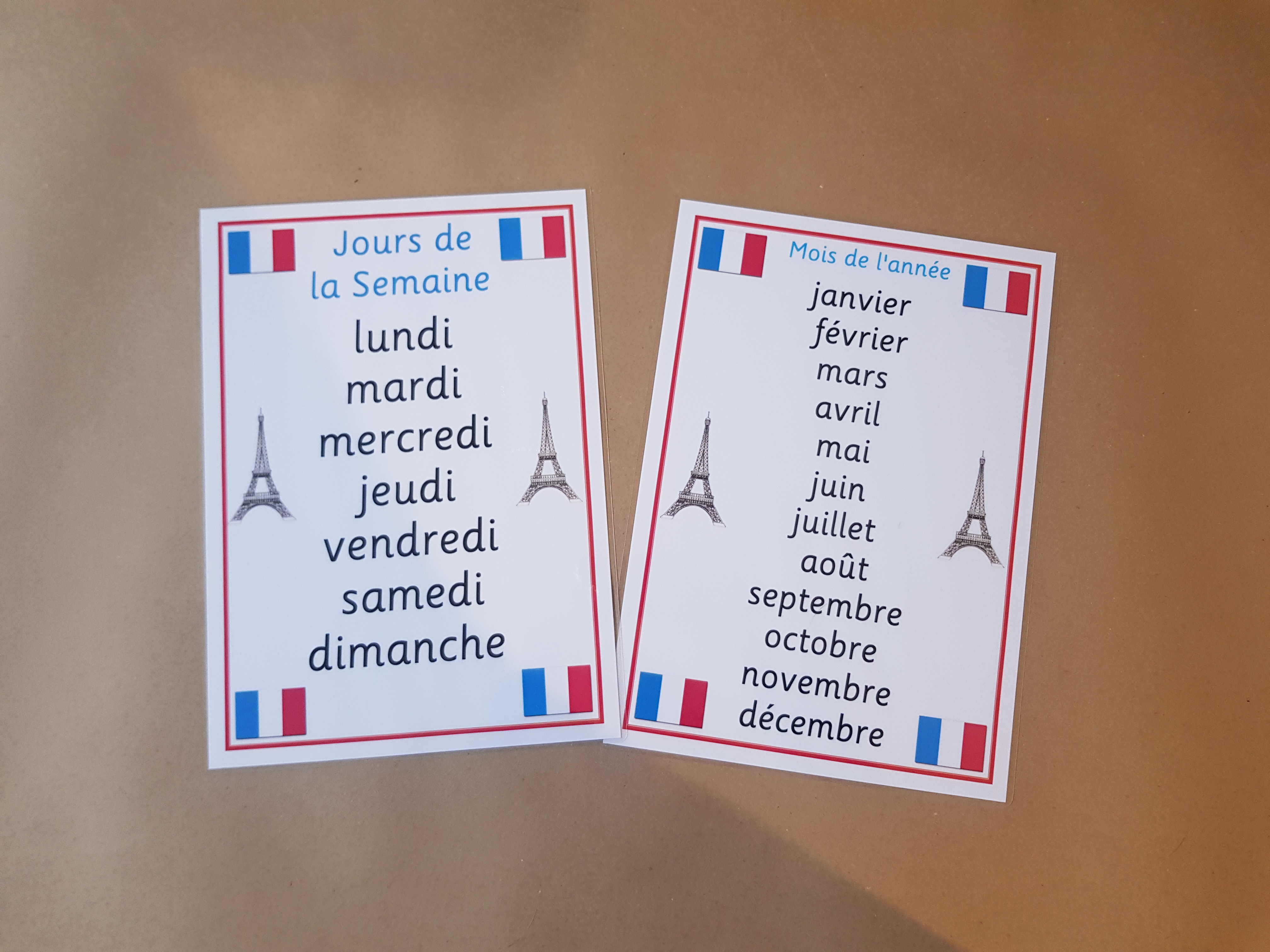 French Days of the Week and Months of the Year Poster