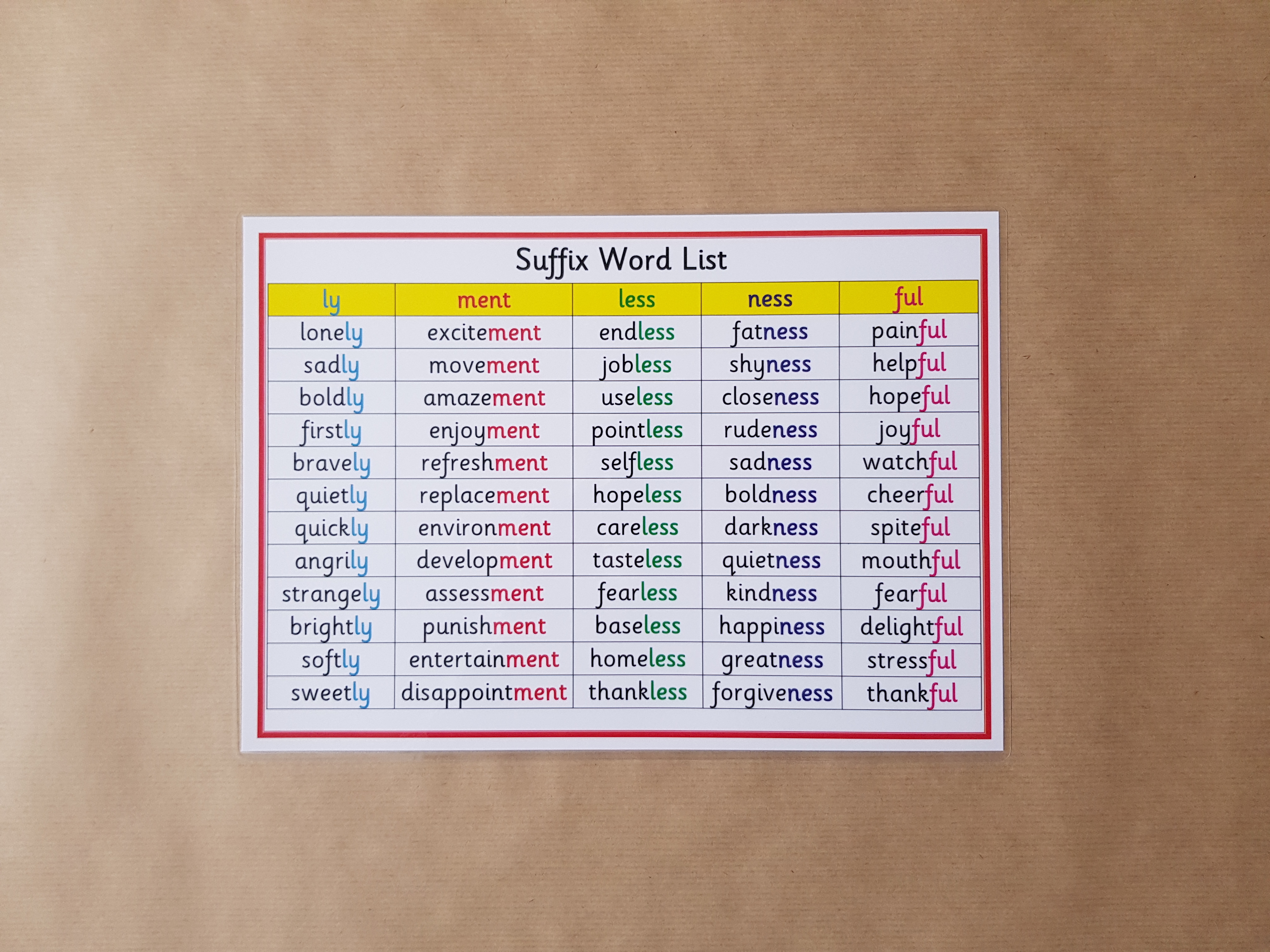 Suffix Word List