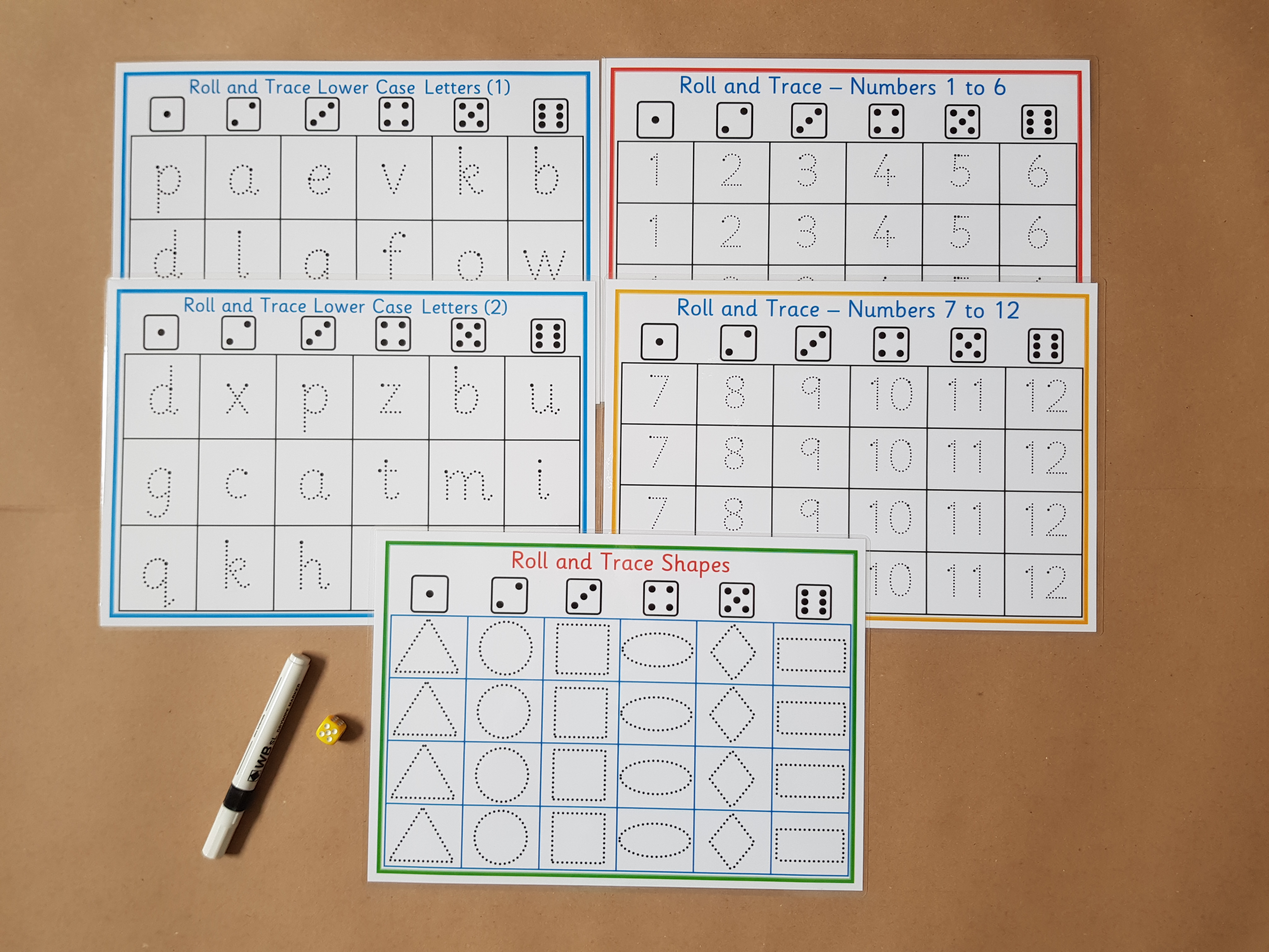 Roll and Trace Bundle - shapes, numbers and lower case letters