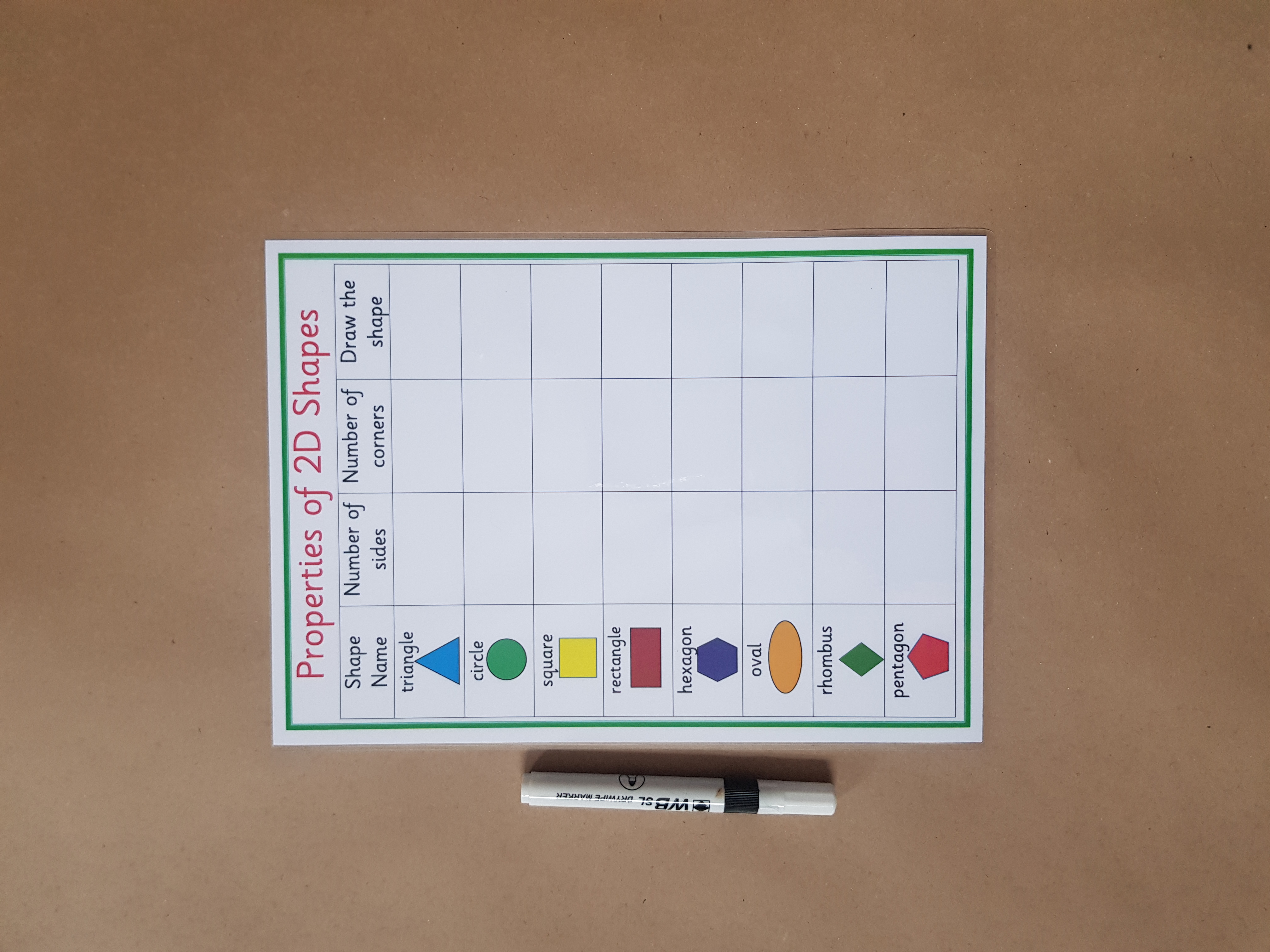 Properties of 2D shapes worksheet 