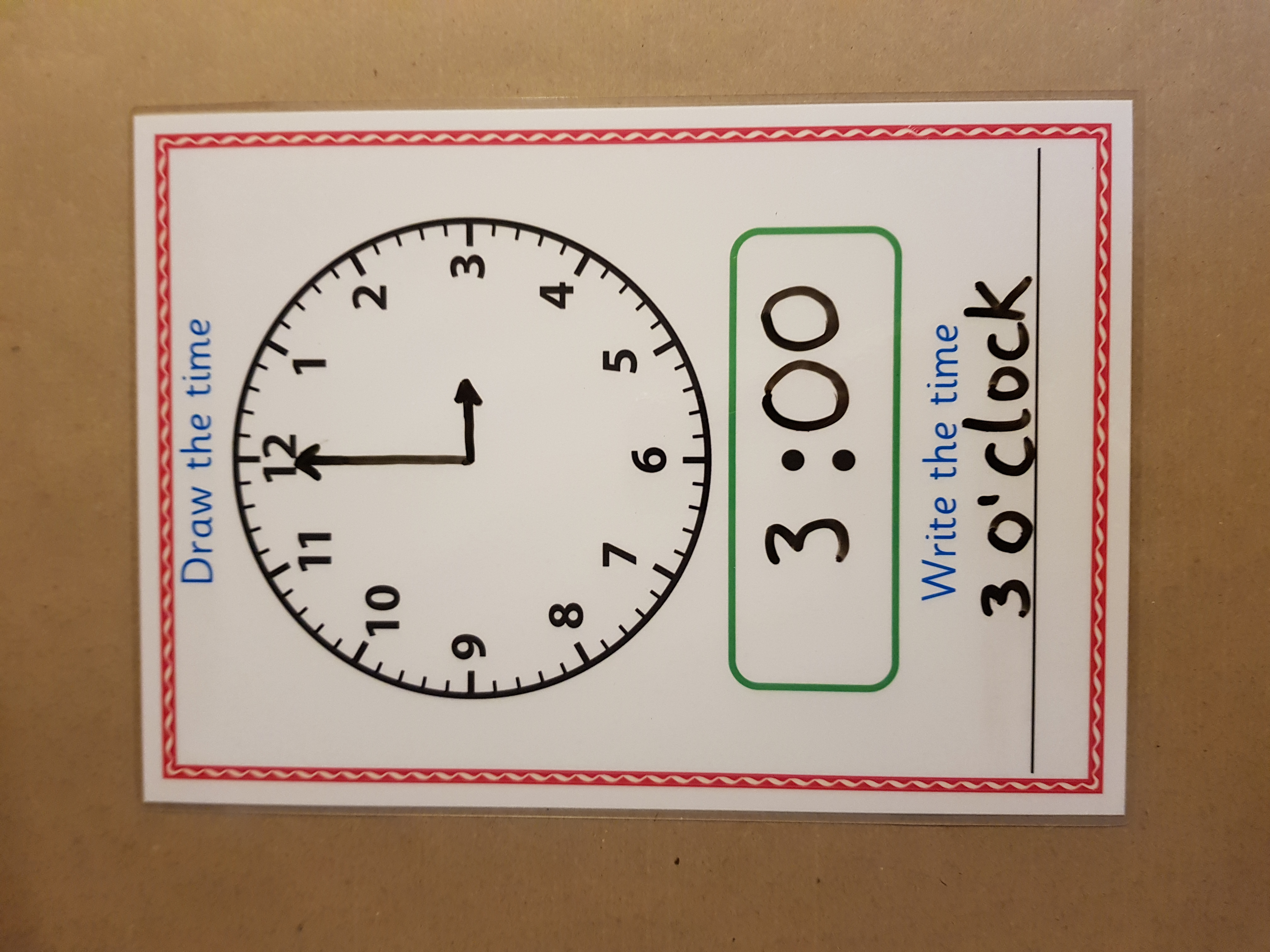 Draw the Time - Reusable mat and dry wipe pen