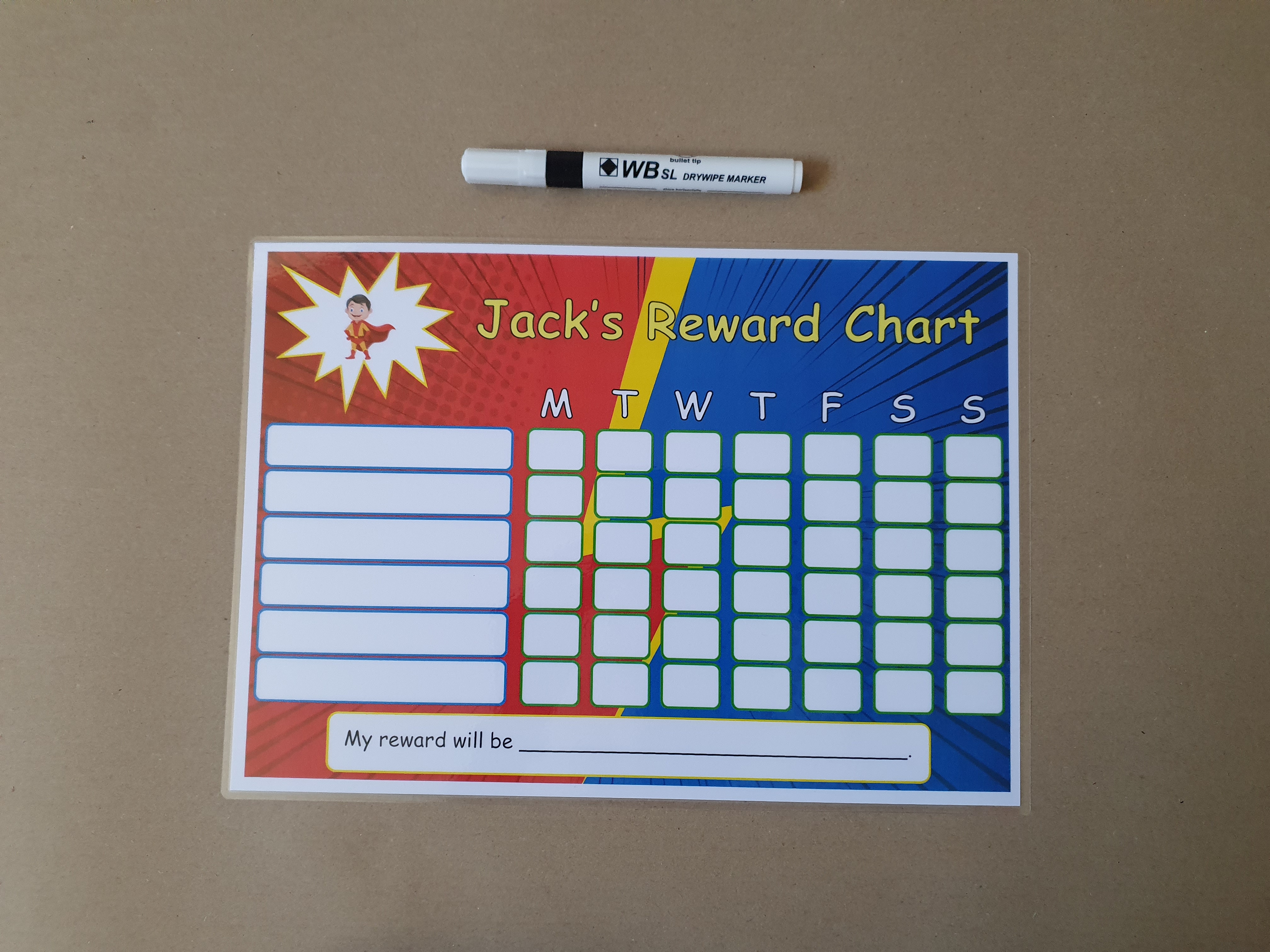Personalised Reward Chart - Boy Superhero Design
