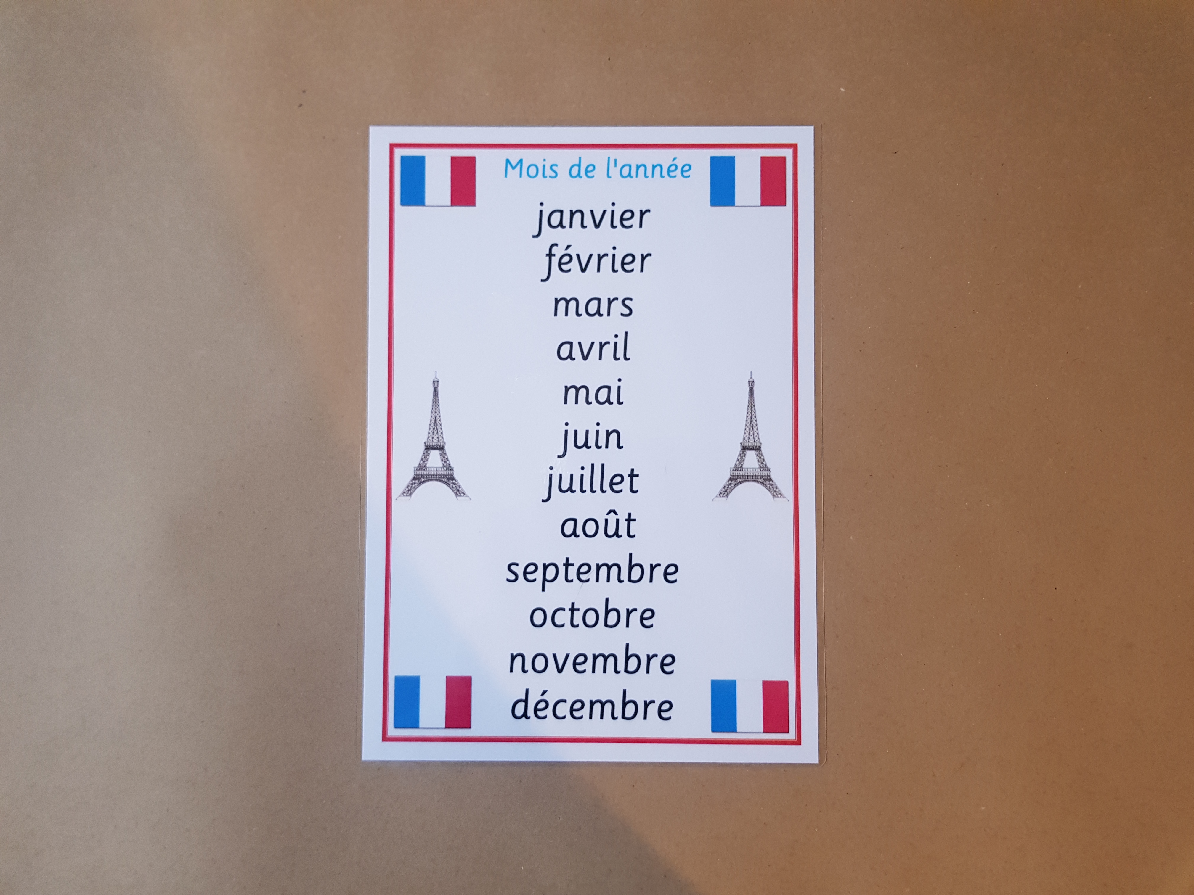 French Days of the Week and Months of the Year Poster