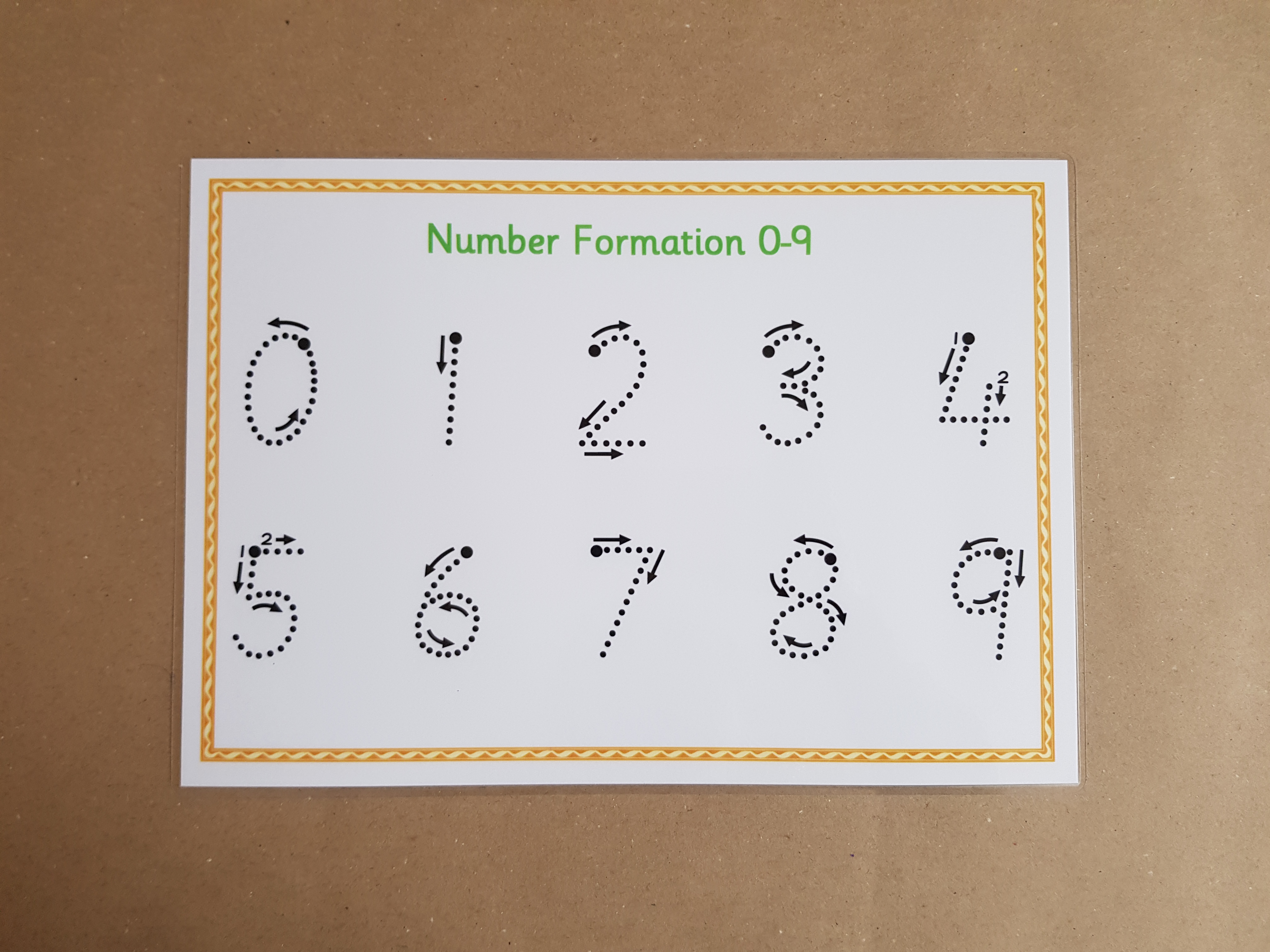 Numbers 0-9 formation mat with arrows and dry wipe pen