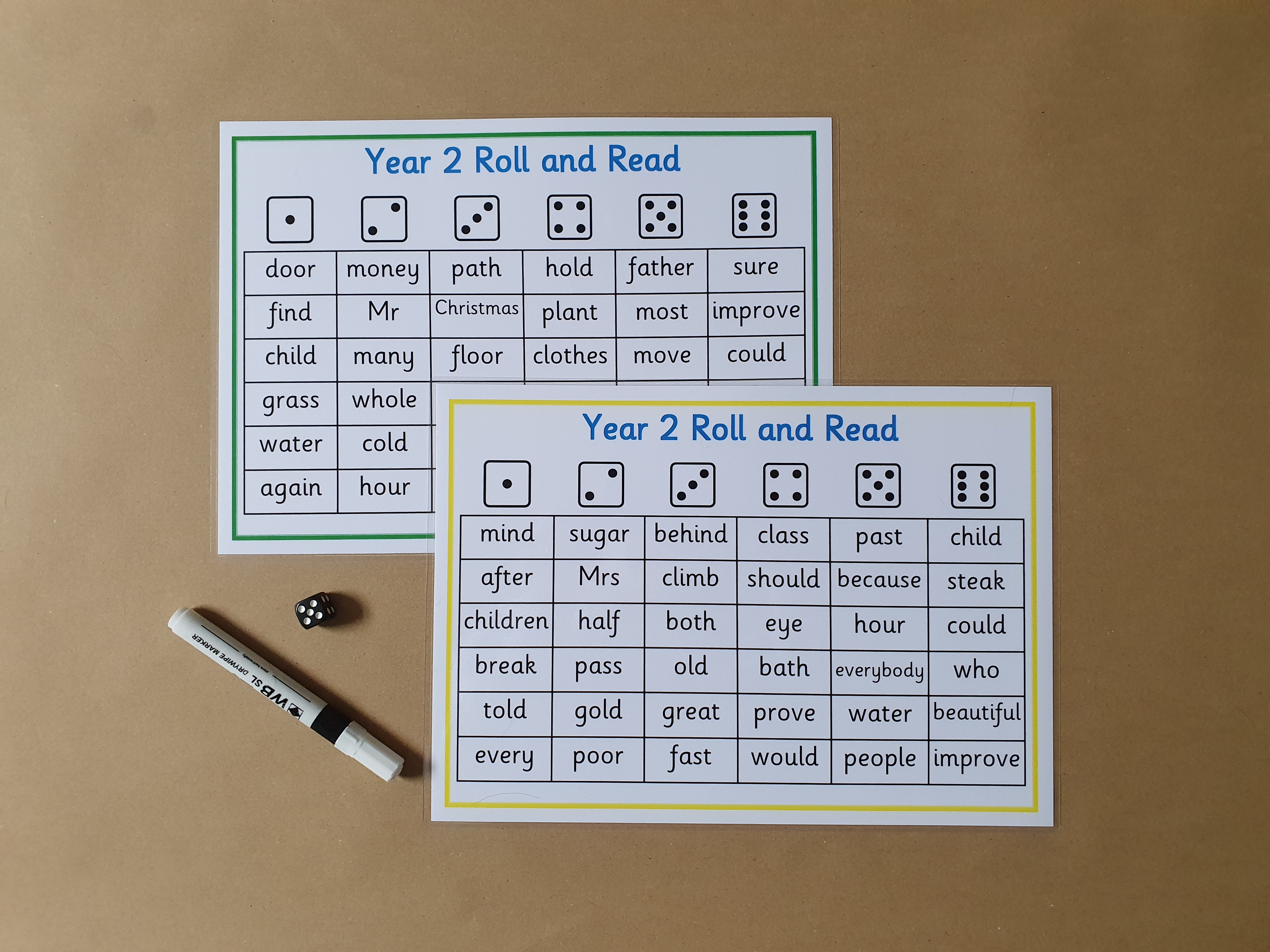 Year 2 Words - Roll and read Game 