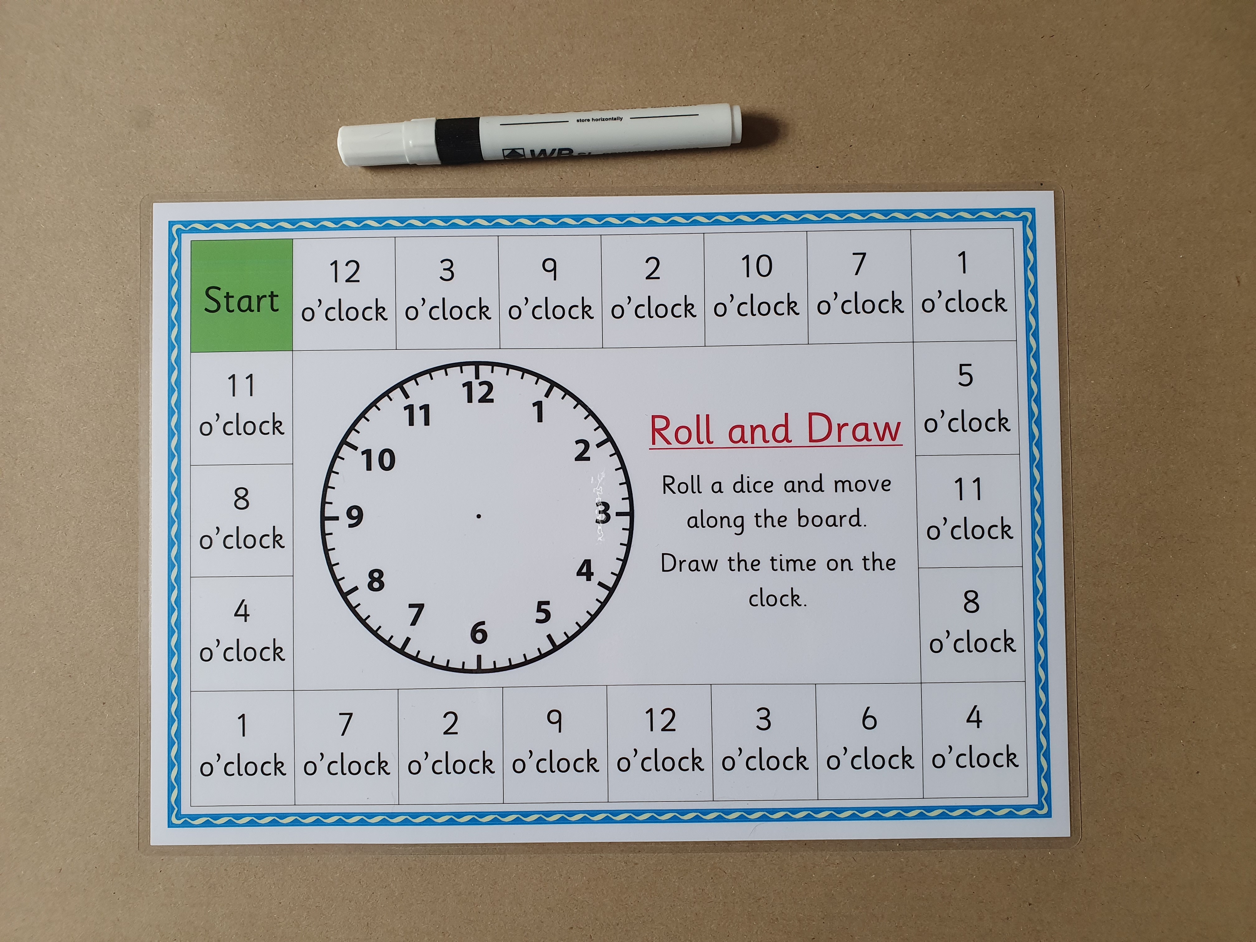 Roll and draw the time - o'clock