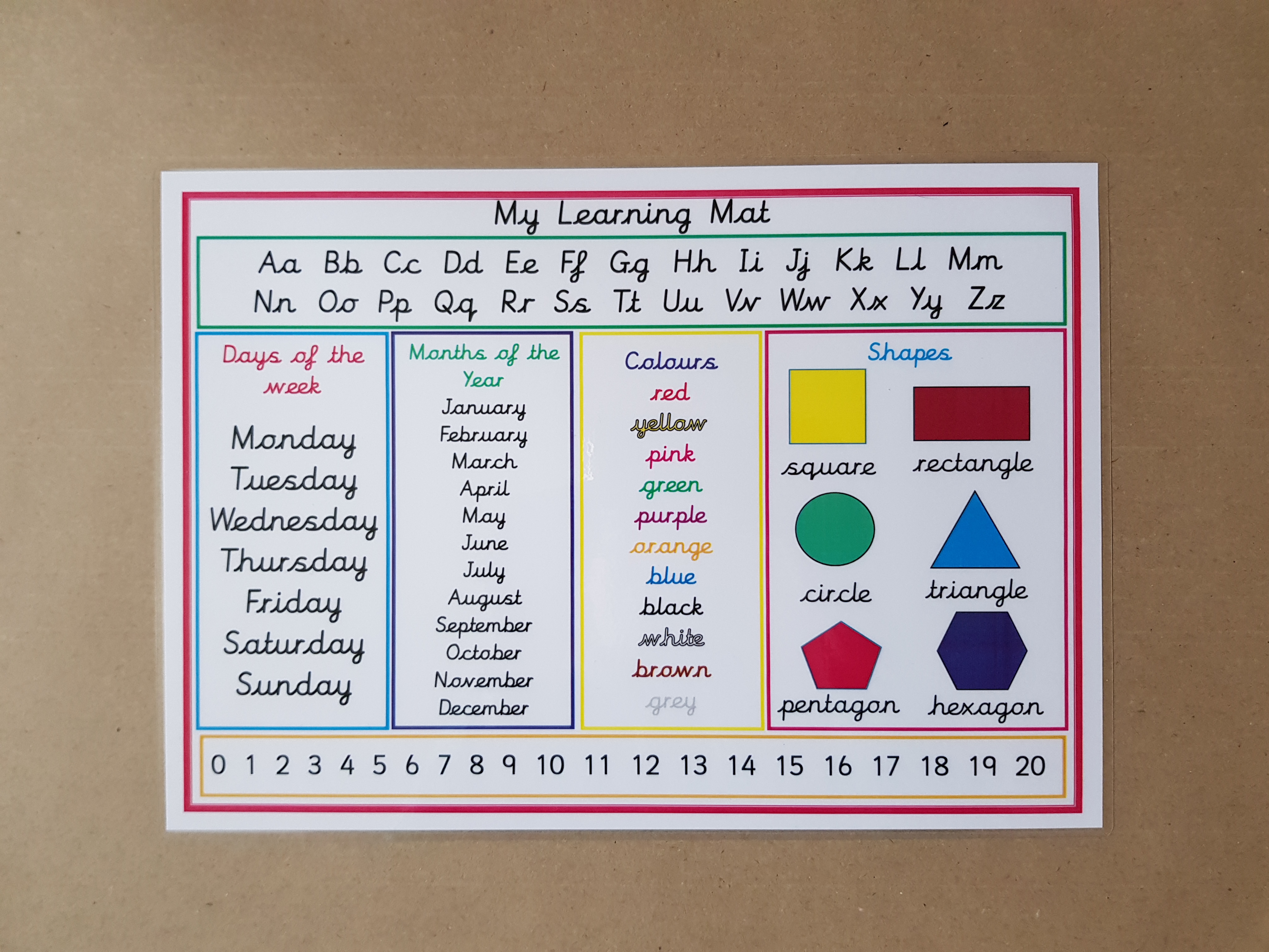My Learning Mat - Cursive font
